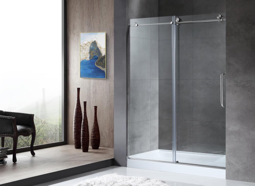 ANZZI Leon Brushed Nickel 60-in x 76-in Frameless Sliding Shower 