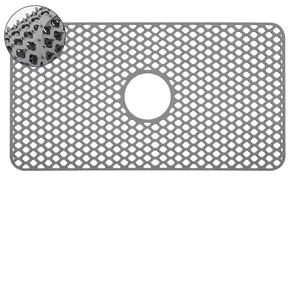 Aoibox  28 5 in x 15 2 in Silicone Sink Protector Mat Center Drain Non Slip Heat Resistant Dishwasher Safe