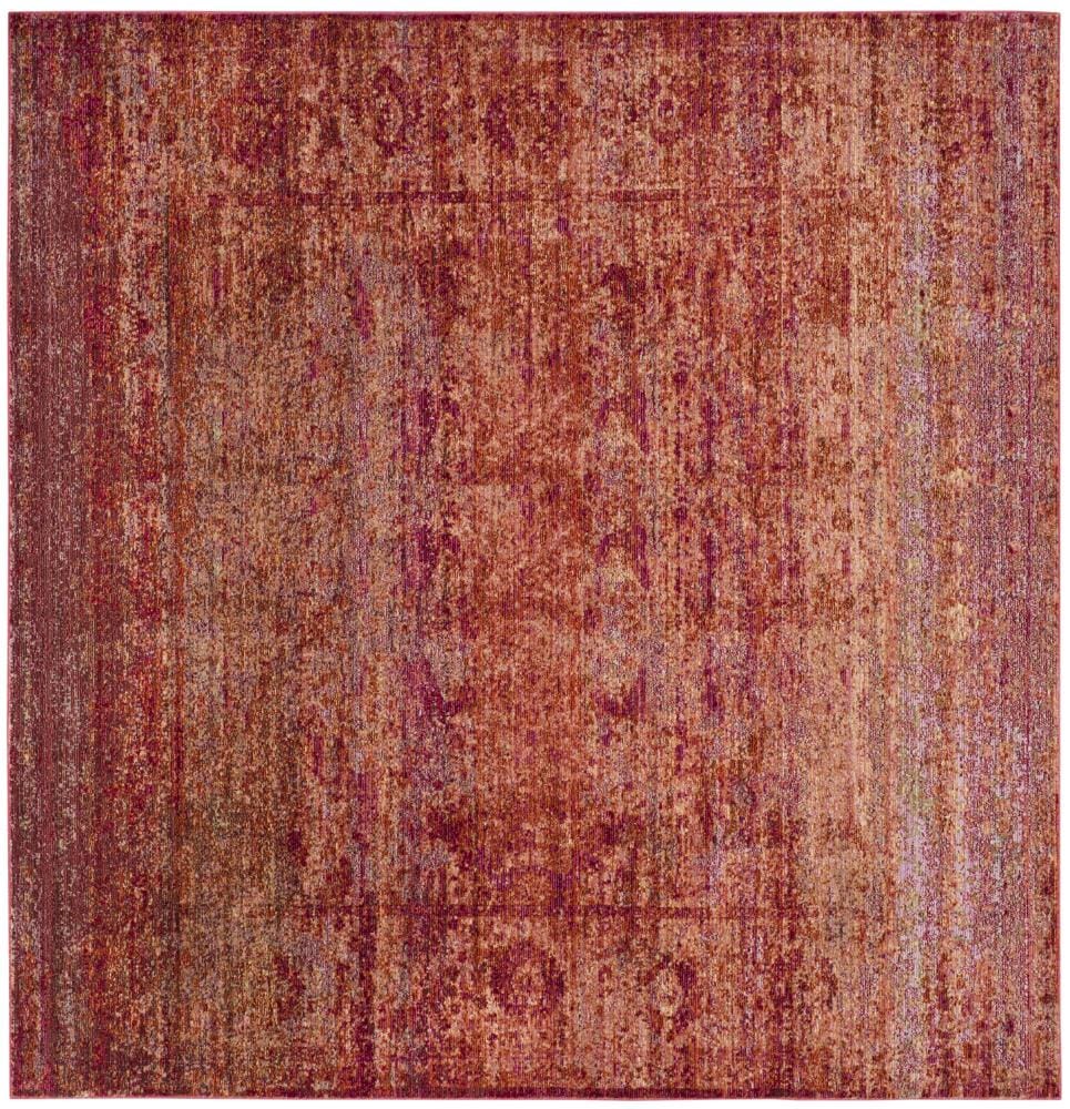 Safavieh MYS920P-7SQ Mystique Hombre 7 x 7 (ft) Loomed Polyester Rust/Multi Square Indoor Distressed/Overdyed Vintage Area rug