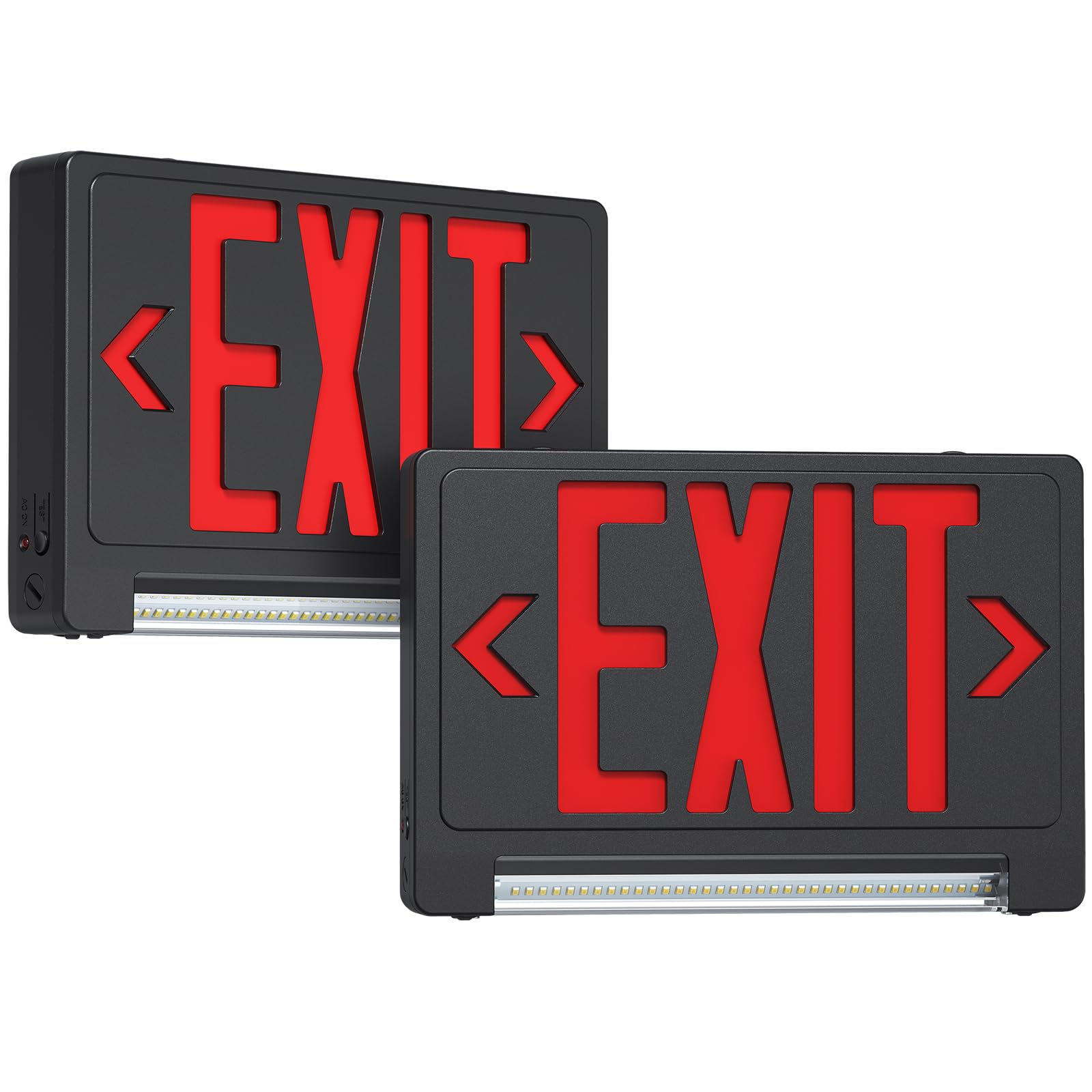 Vrbgify  Double Sided LED Emergency Exit Sign with Adjustable Light Pipe UL Listed Hardwired 120 277V Top Side Wall Mount 2 Pack