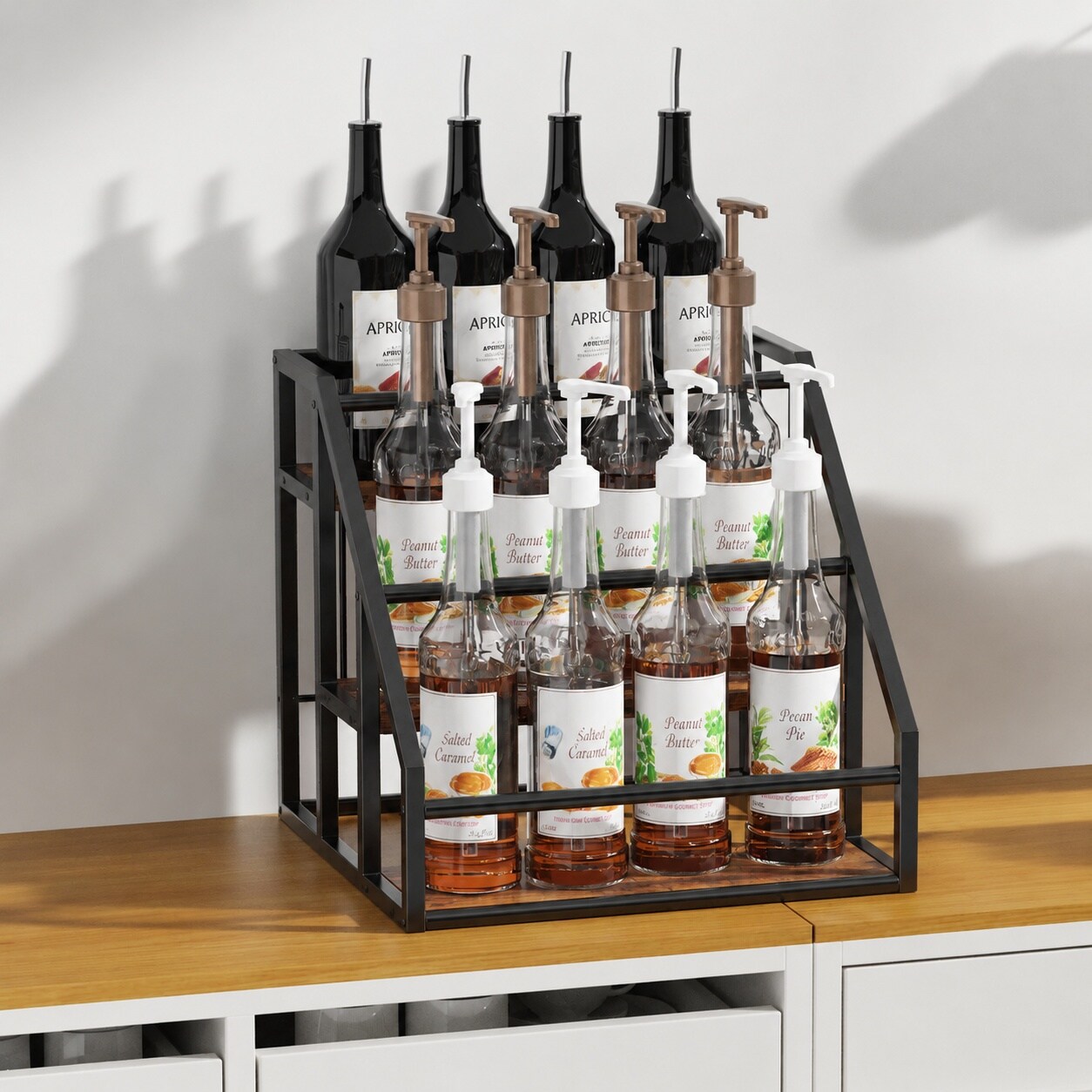 Phewnyzo Coffee Syrup Rack Organizer 3 Tier Countertop Storage Shelves ...