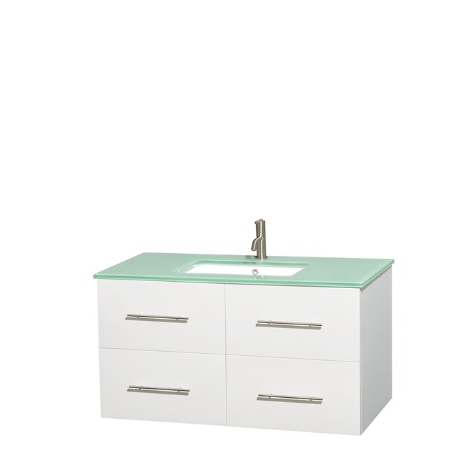 Single Sink Bathroom Vanity With, Green Glass Vanity Top