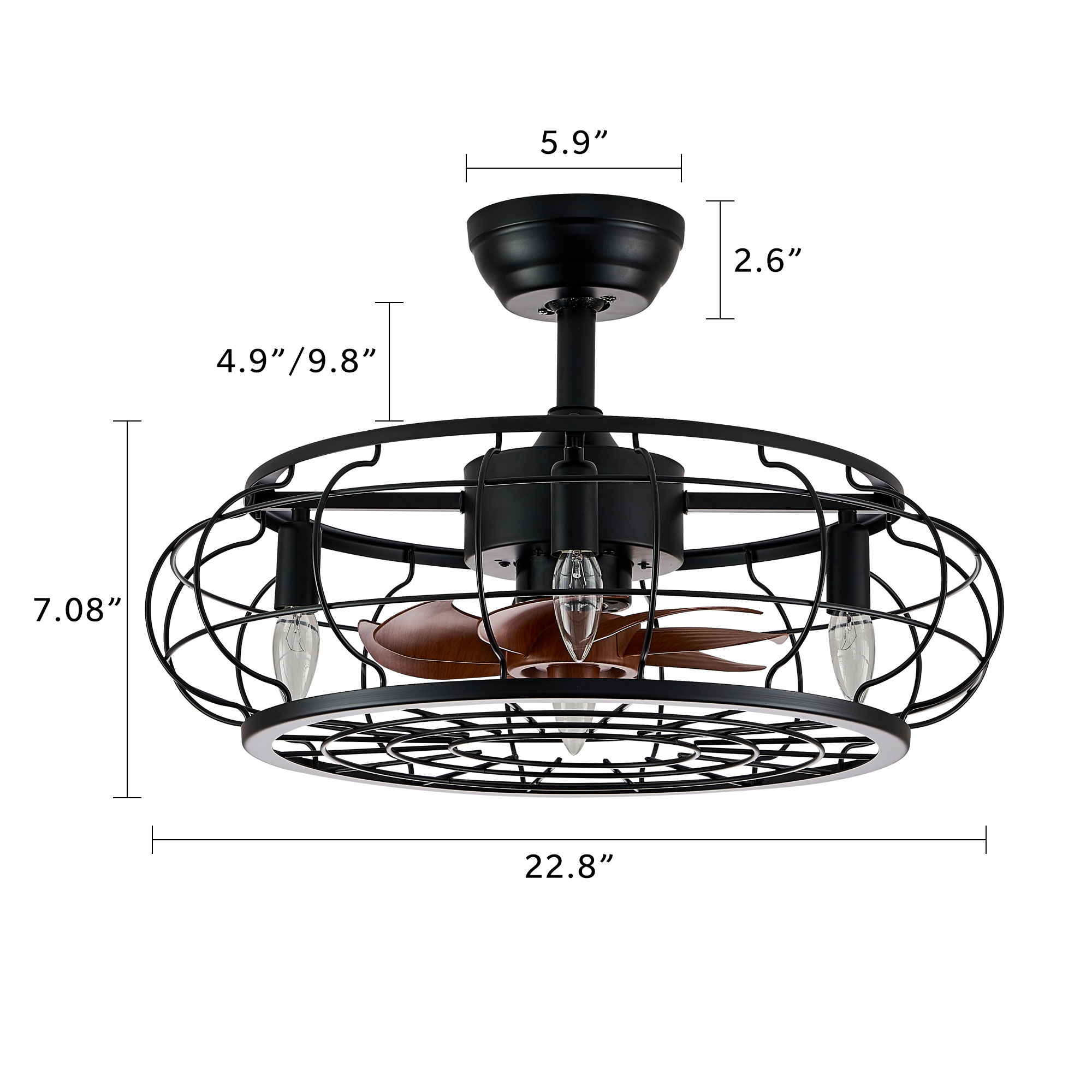 Antoine Cissy 23-in Black LED Indoor Cage Ceiling Fan with Light Remote ...