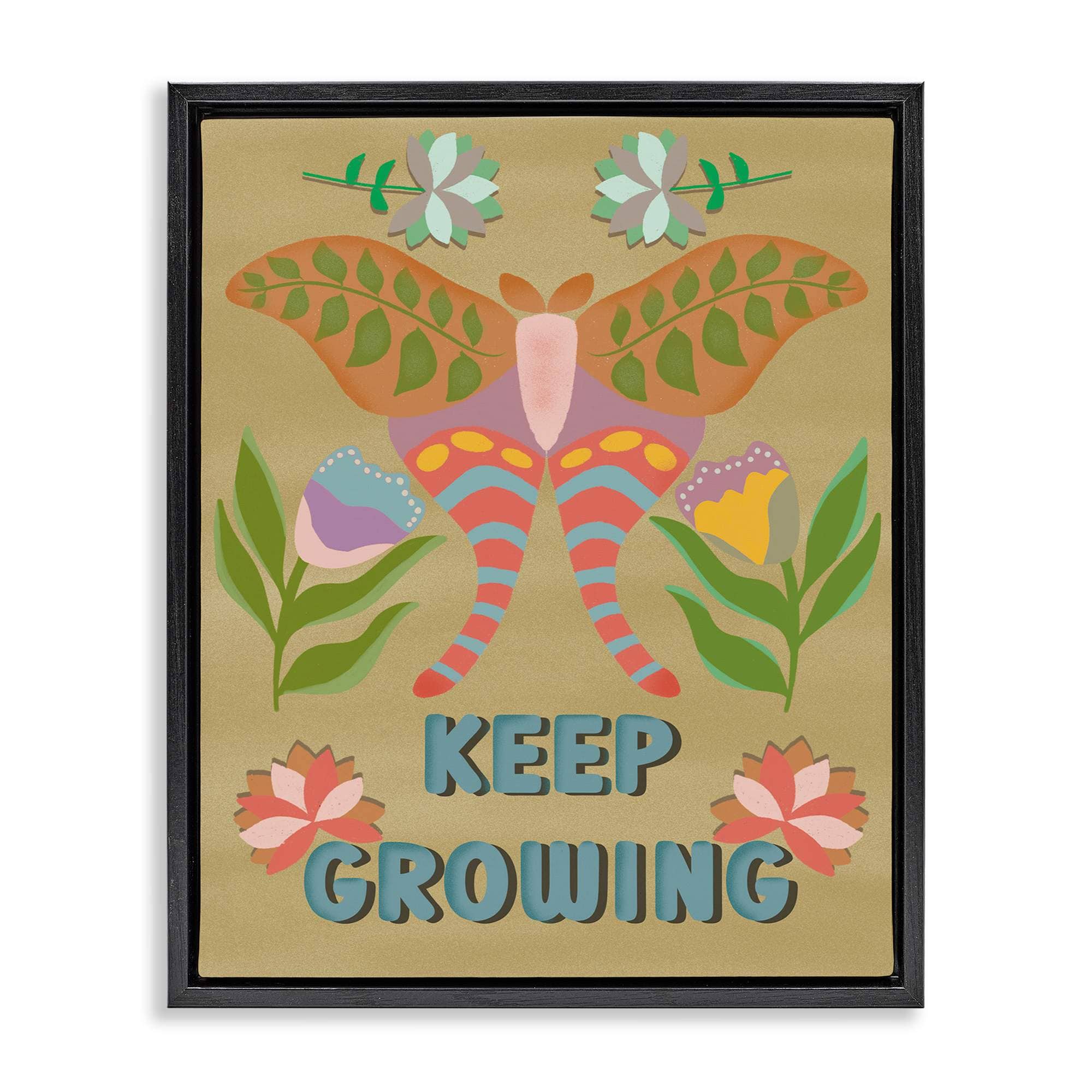 Stupell Industries BS-419-FFB-16X20 Keep Growing Butterfly Floating Frame design by Julia Fox