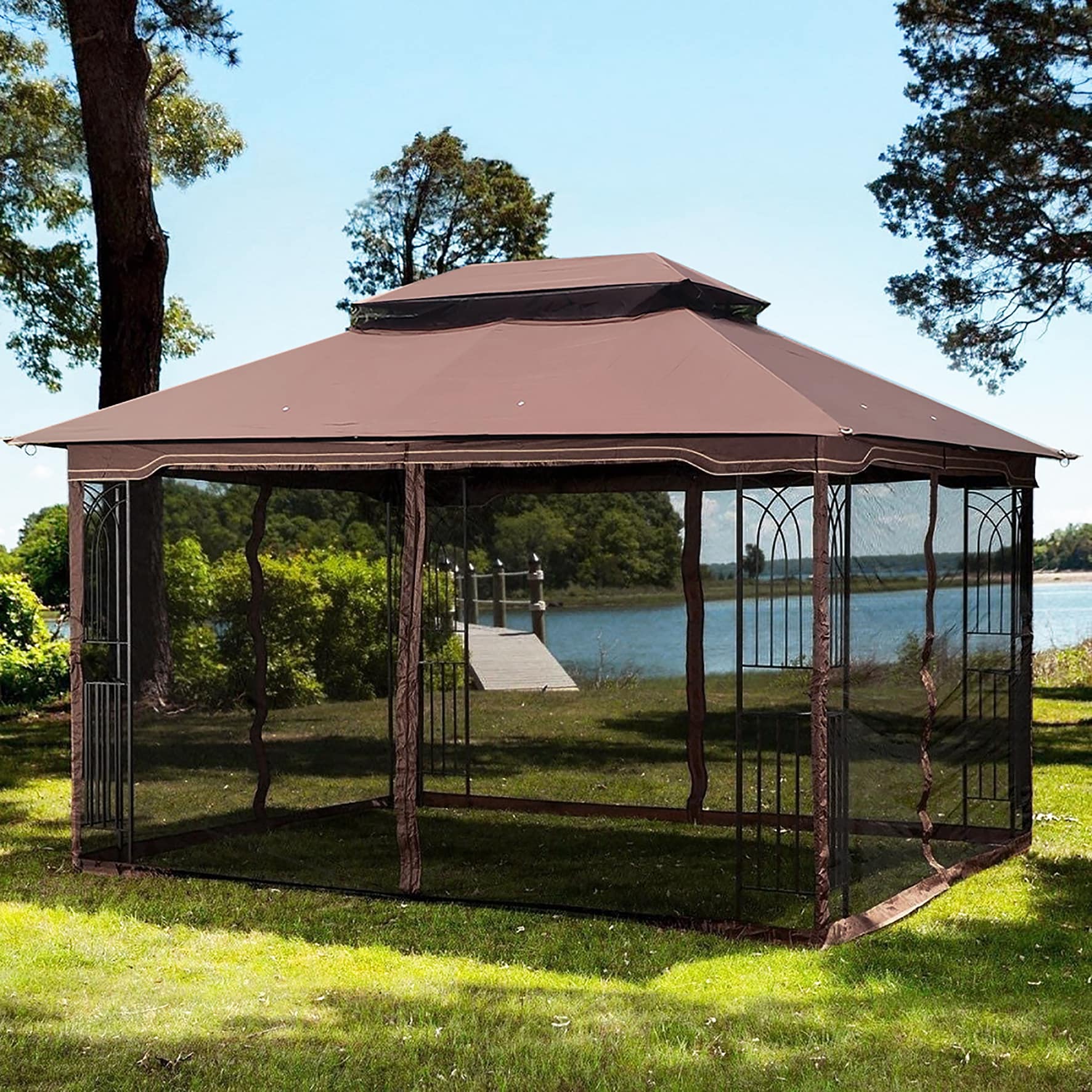 Gaierptone B230509-36 10-ft x 13-ft Brown Rectangle Pop-up Soft top Roof (Screen Included)