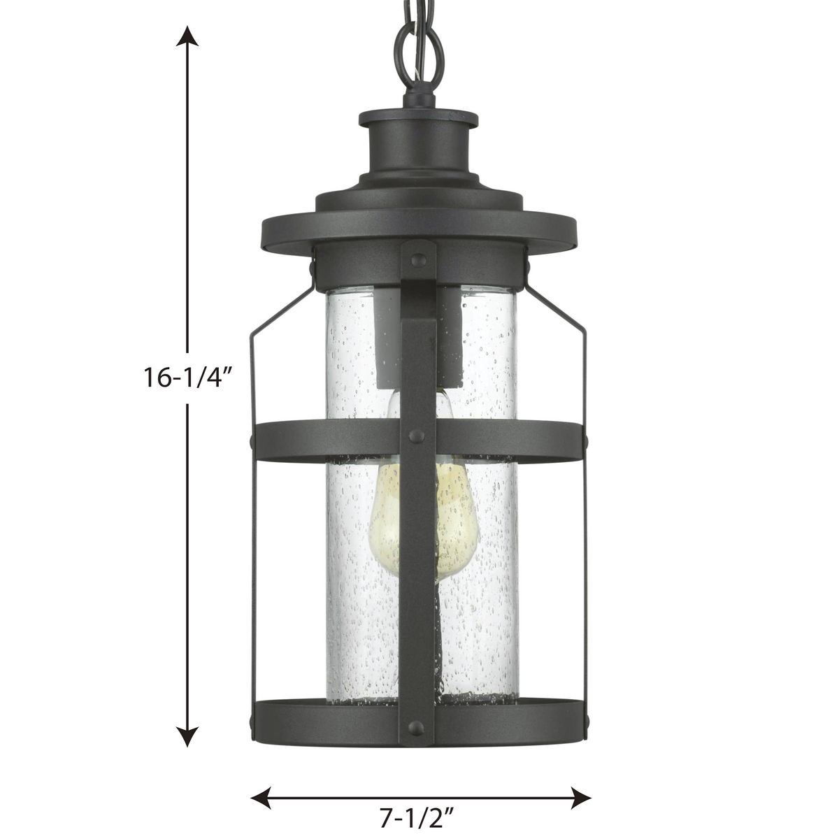 Haslett Black Textured Glass Outdoor Hanging Lantern