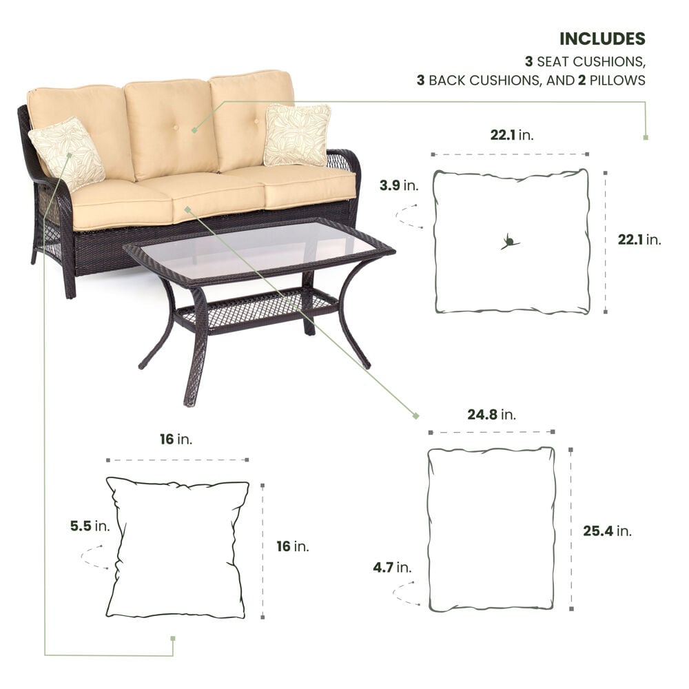 Hanover ORLSOFACUSH-TAN Patio-Furniture-Cushions - View #3