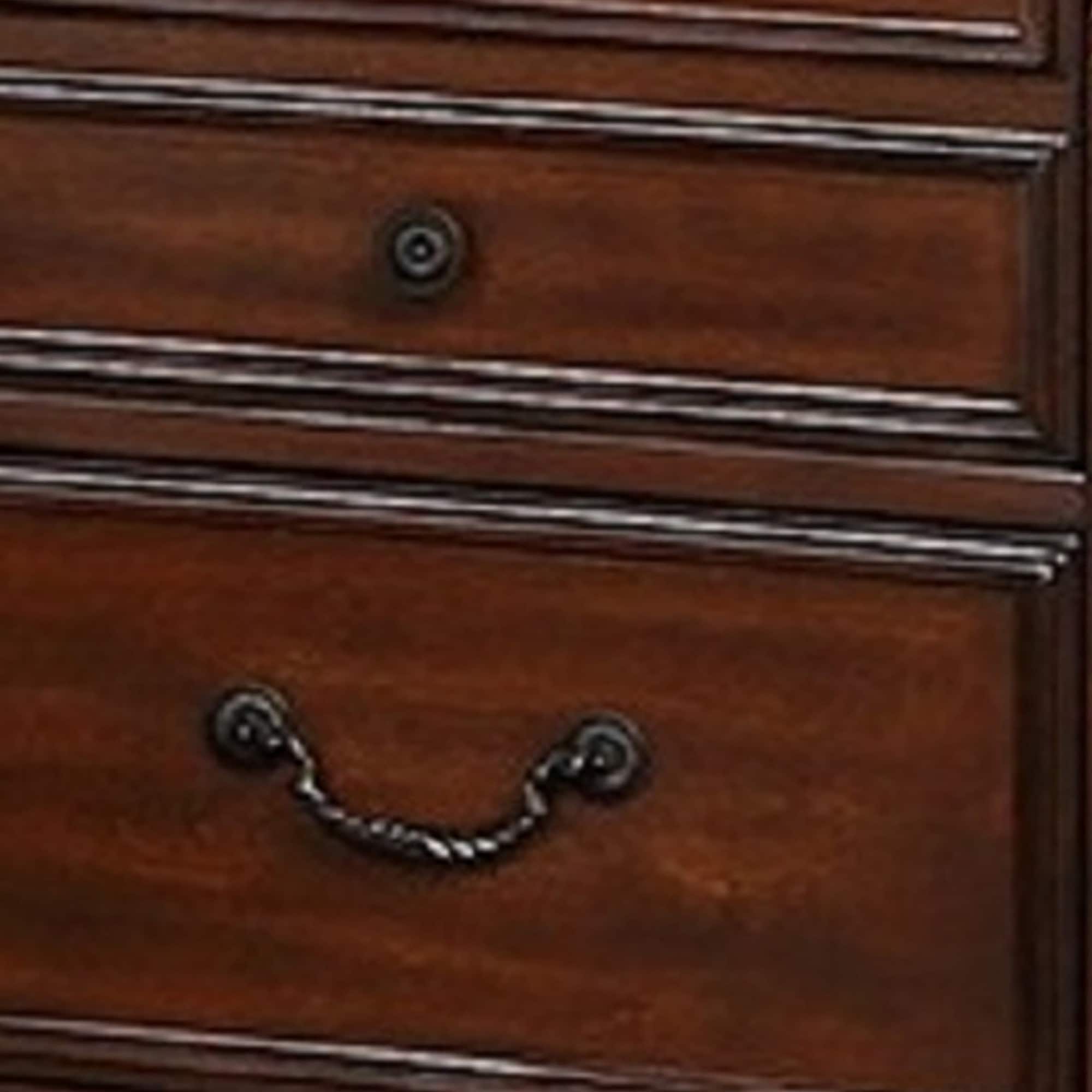 Miri 25 Inch 3 Drawer Nightstand with Brass Accents in Cherry Oak Brown
