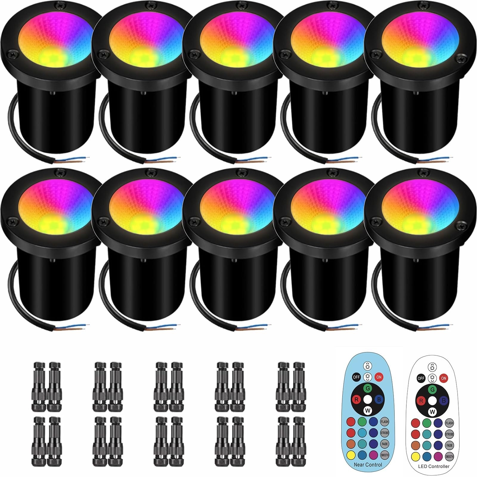 Vrbgify -  Low Voltage Landscape Lighting 10W RGB Color Changing Outdoor In Ground Lights Waterpr...