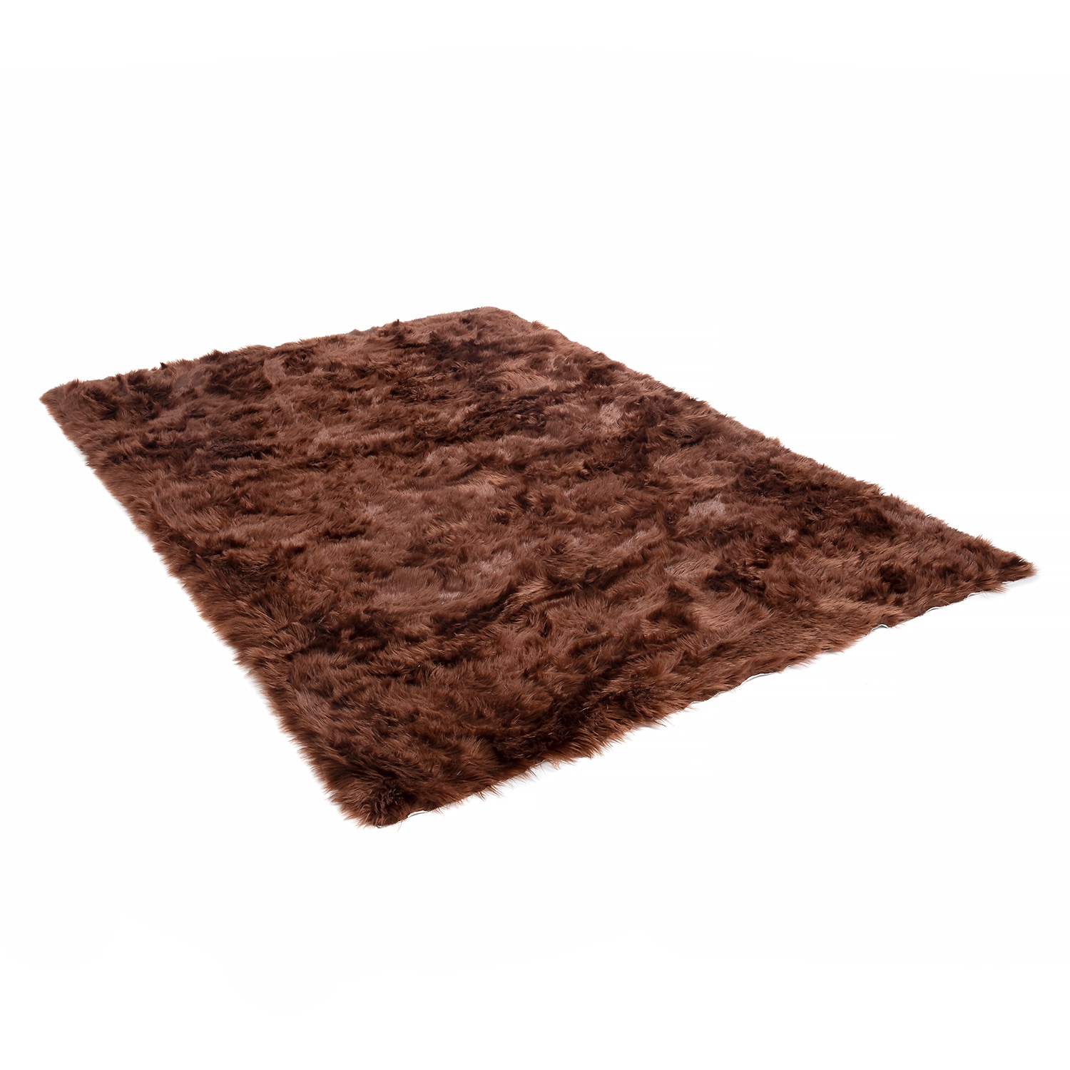 Walk on Me Brown 6 ft. x 9 ft. Solid Super Soft Faux Fur Area Rug