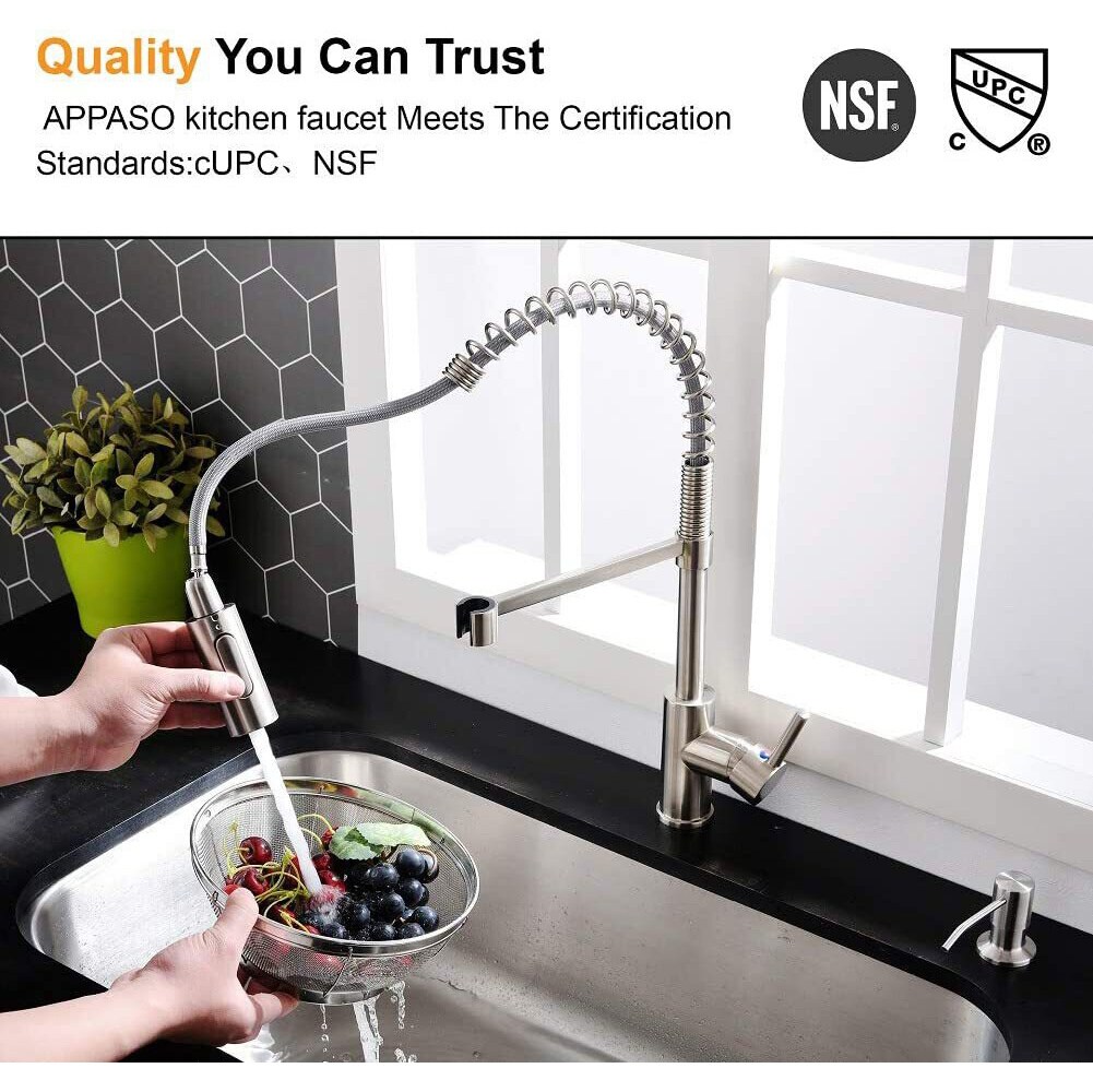 Brushed Nickel High-Arc Pull-Down Kitchen Faucet with Spray