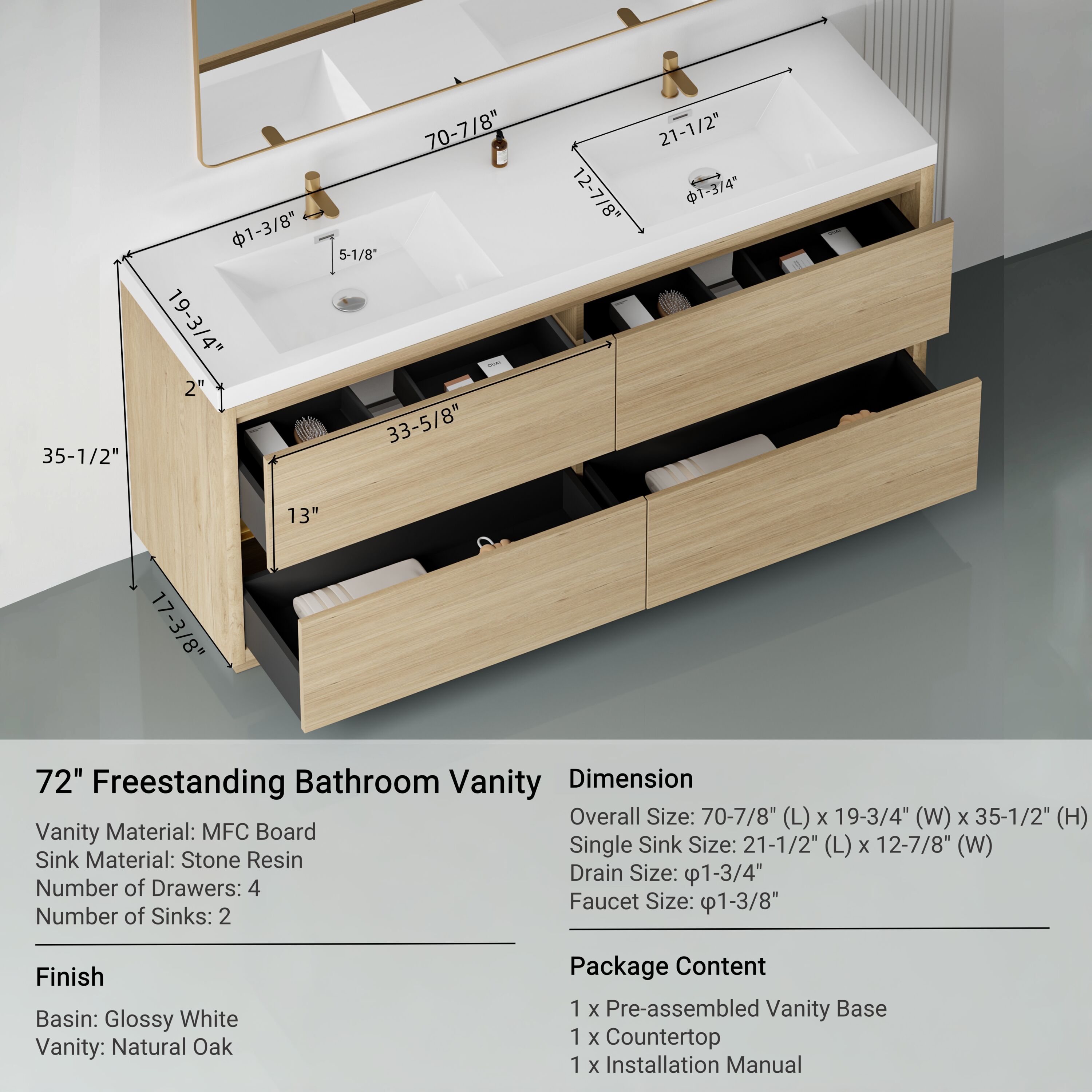 CASAINC MS-10036-CAB-WH-1 Bath-Vanity-Combo - View #6