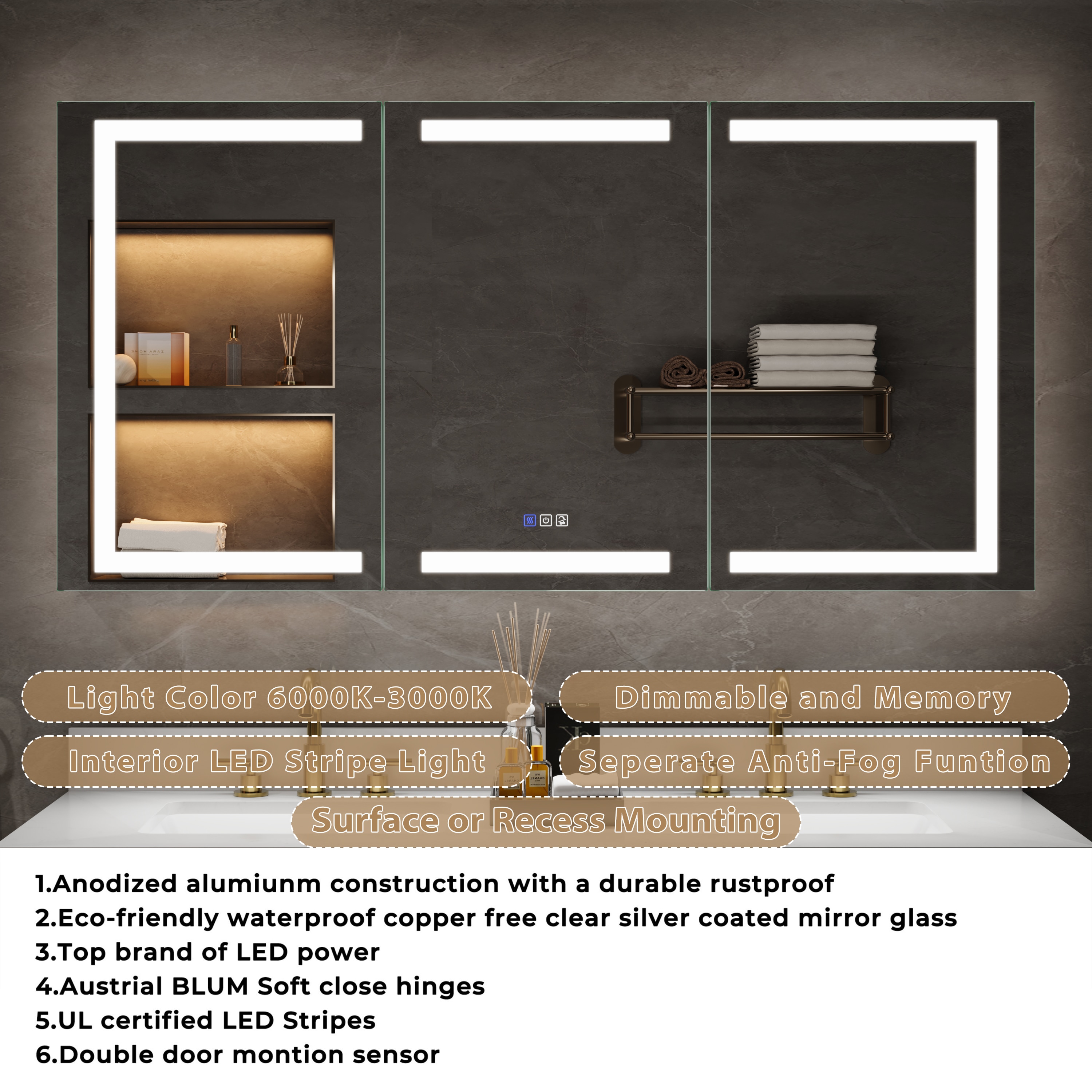 WELLFOR GIZBEG-MB40RL Bathroom-Medicine-Cabinets - View #10
