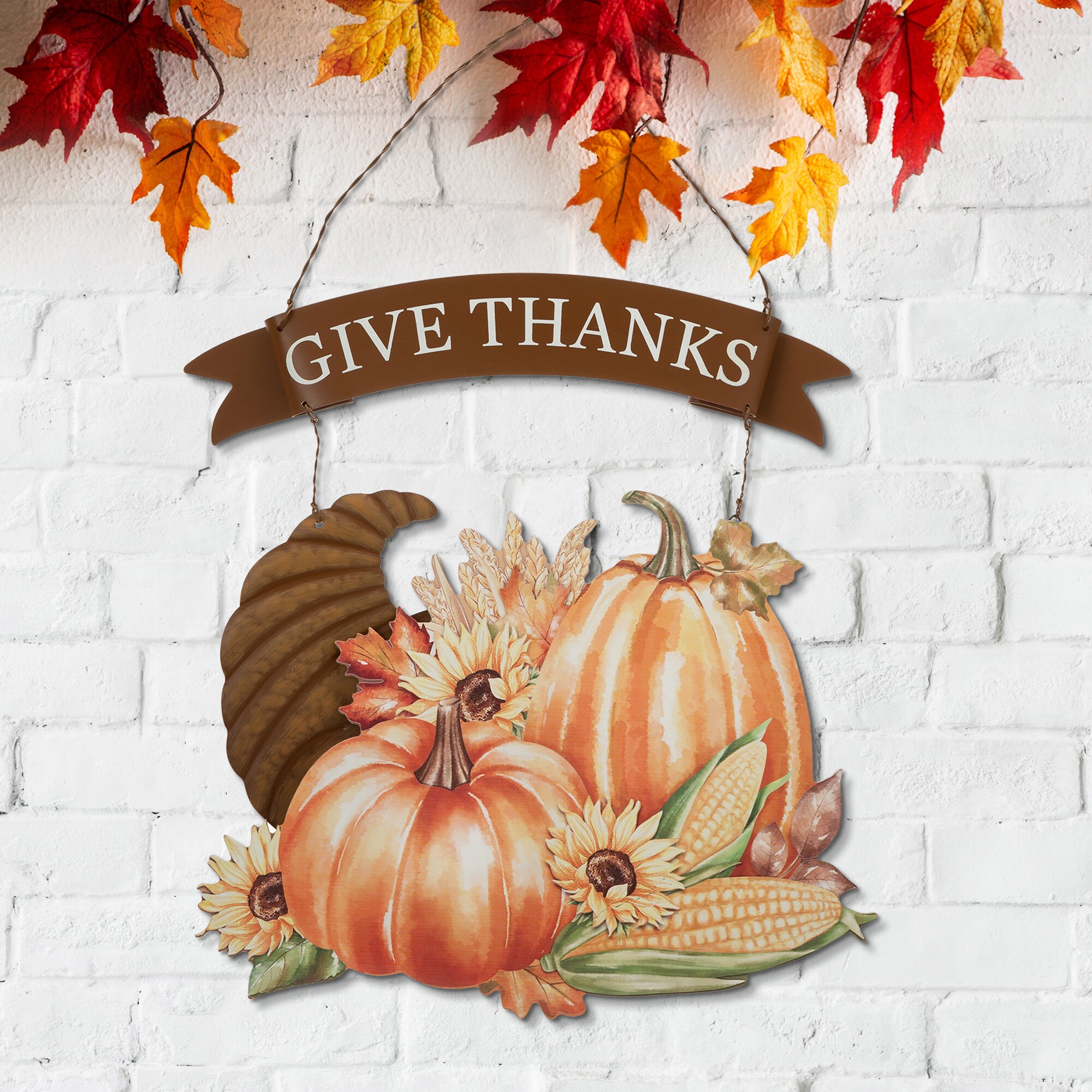 Glitzhome 30in. H Thanksgiving Metal Turkey Yard Stake Wall Decor