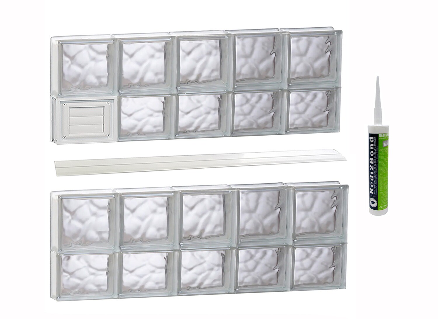 REDI2SET D4028DC Wavy Glass 38-3/4-in x 27-in Frameless Replacement Dryer vent Glass Block Window