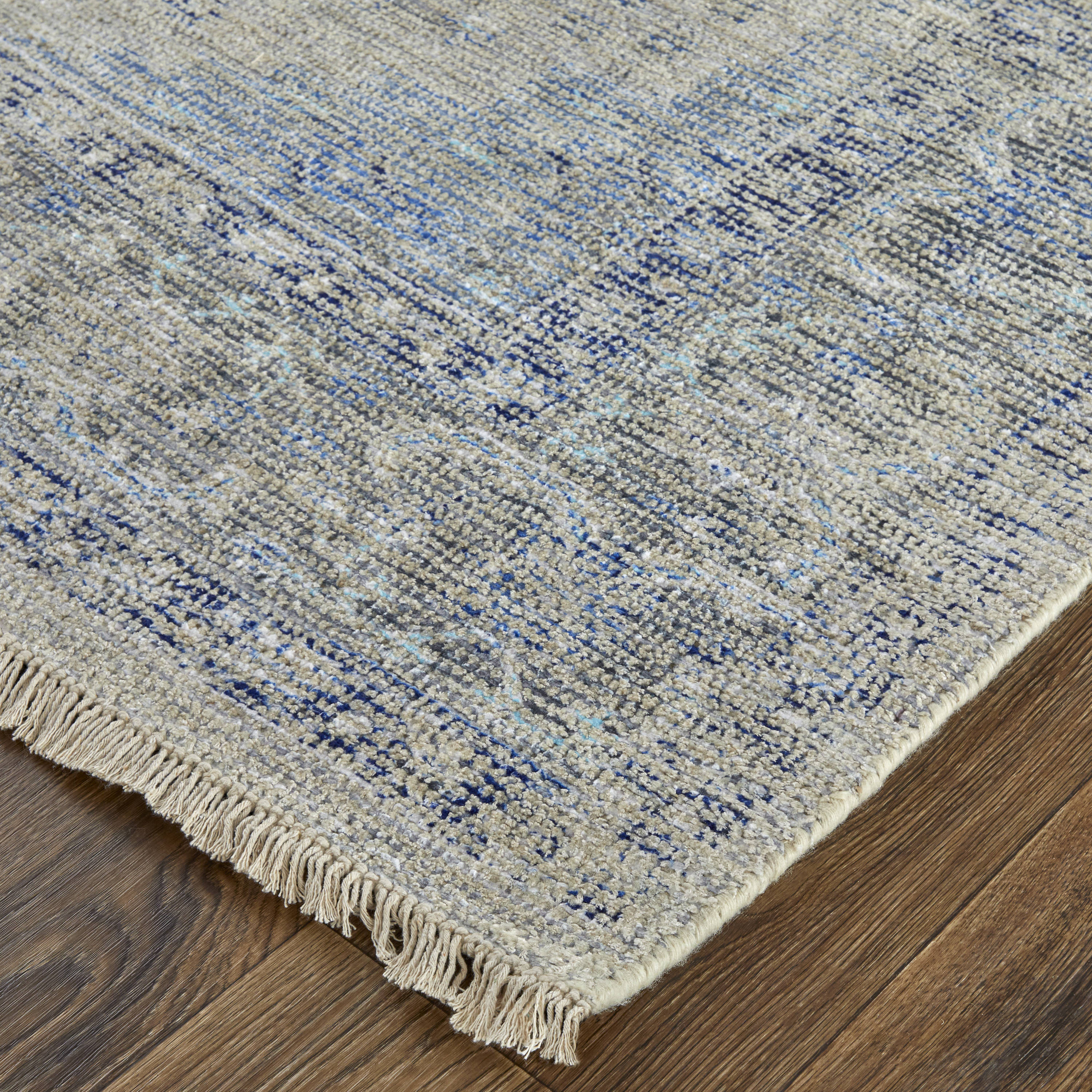 Spa Blue & Warm Gray Handmade Tufted Wool-Viscose Blend Area Rug - 2' x 3'