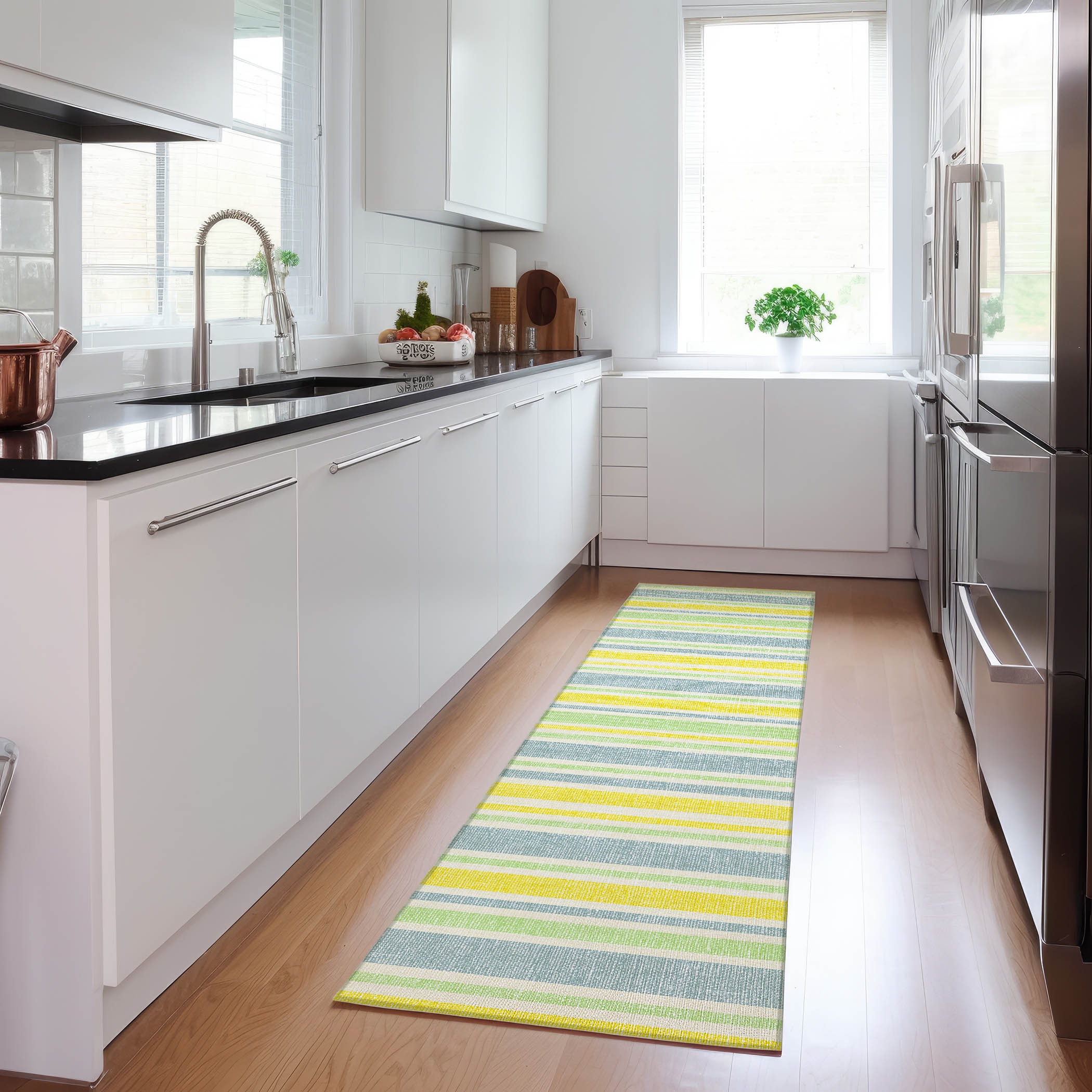 Addison Rugs ACN531DN2X8 Chantille 2 x 7 (ft) Polyester Denim Rectangular Indoor/Outdoor Stripe Machine washable Area rug