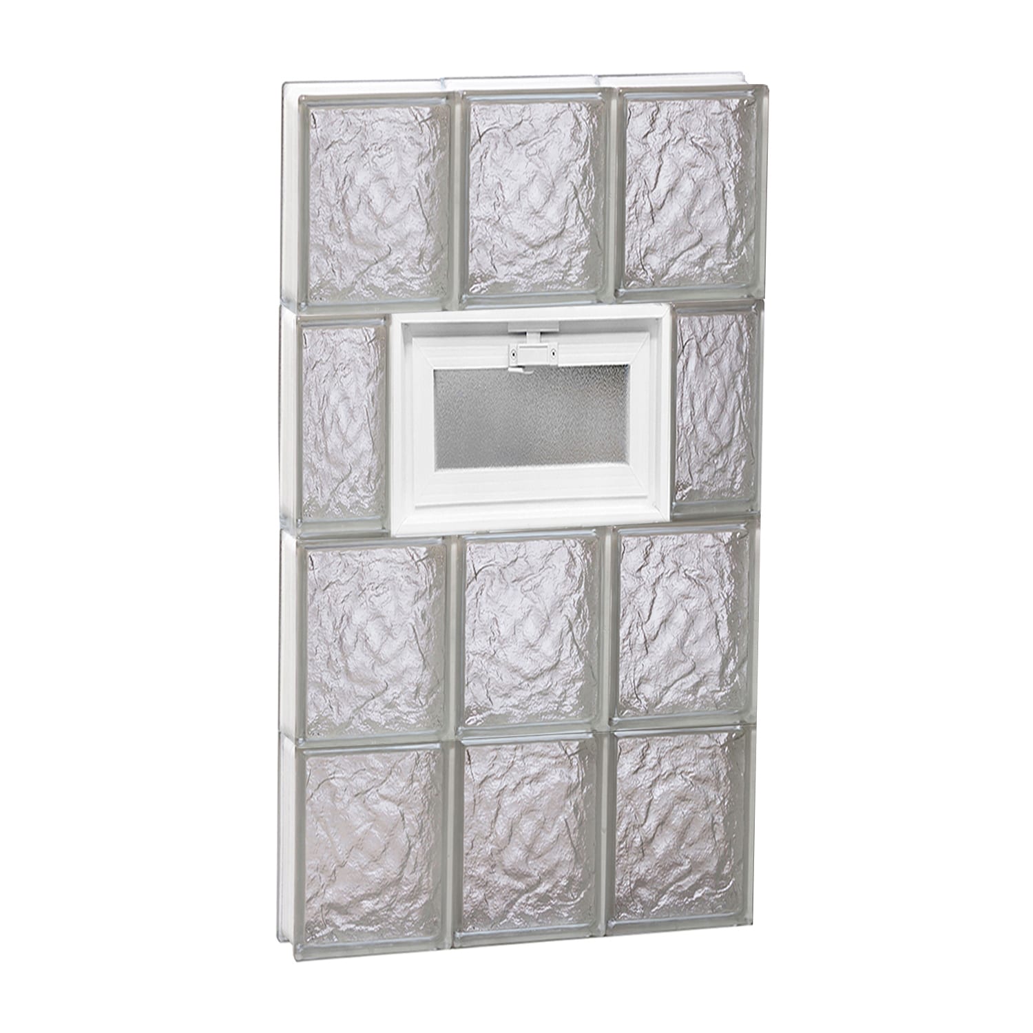 REDI2SET Ice Glass 17-1/4-in x 31-in Frameless Replacement Vented Glass Block Window #V1832IS