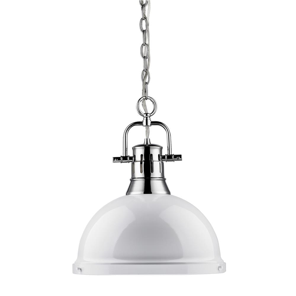 Golden Lighting Duncan Chrome Transitional Dome Hanging Pendant Light ...