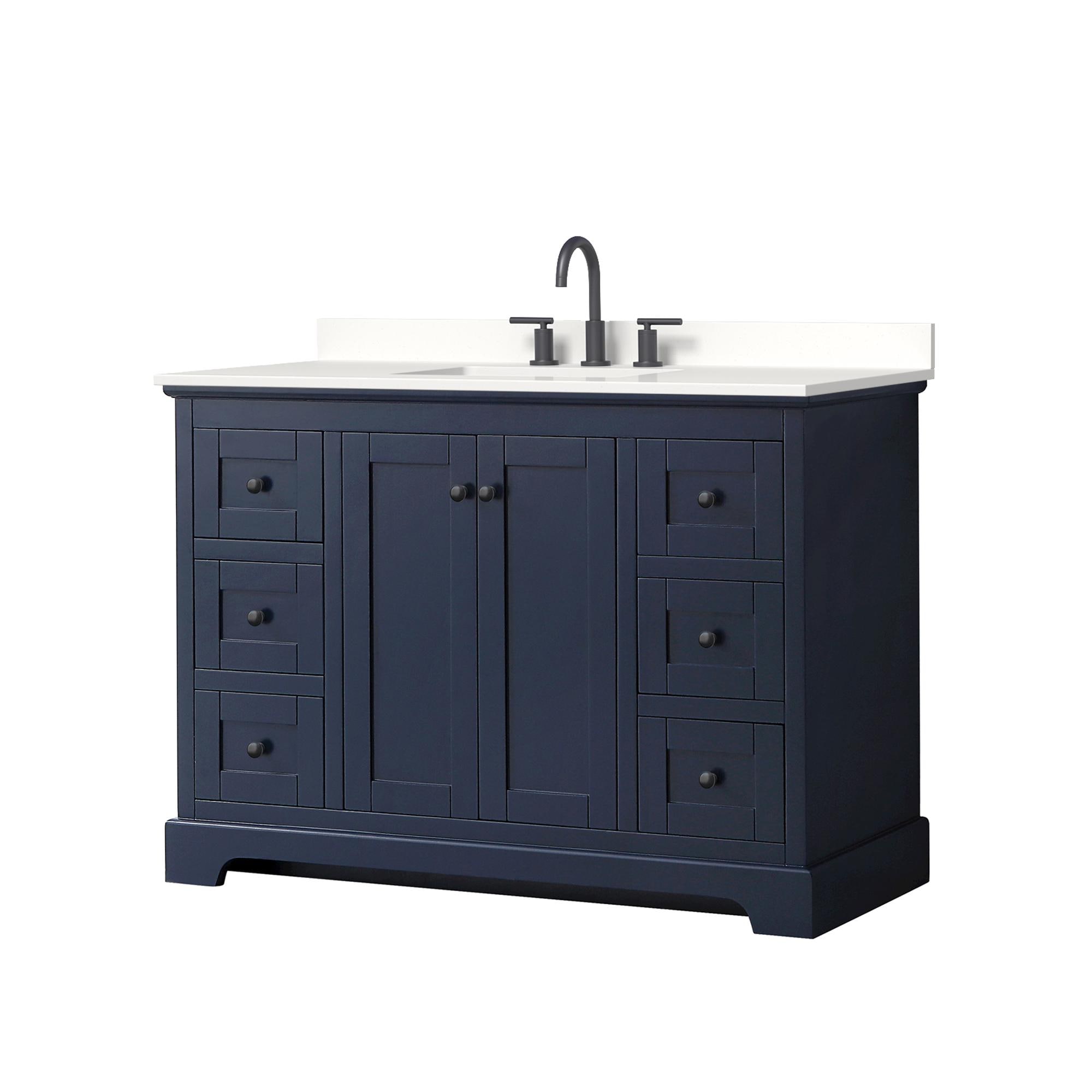 Wyndham Collection Avery 71-in Dark Blue Bathroom Vanity Cabinet