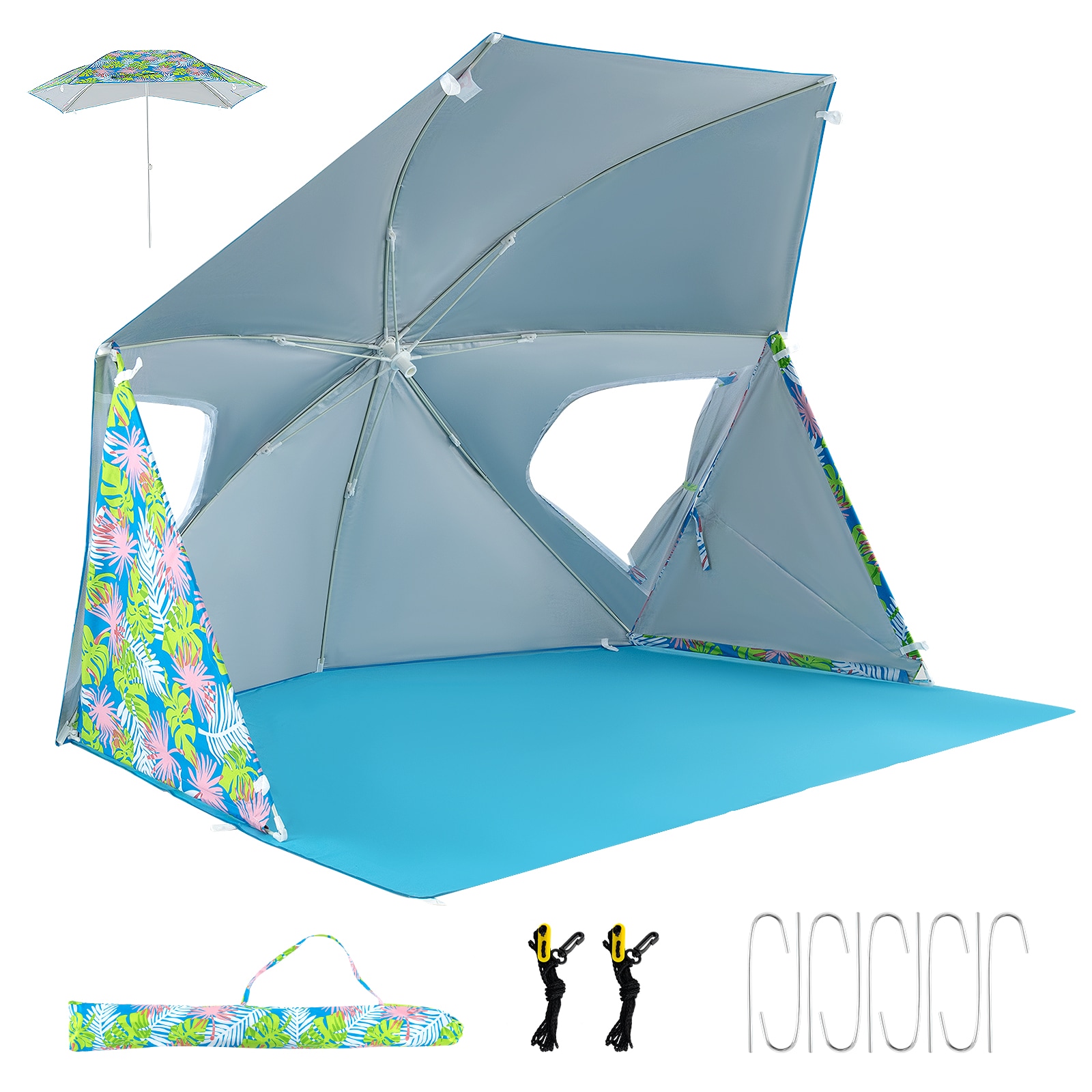 Slickblue D-CO-LB12611PN 7 Ft Beach Umbrella Tent with Portable Carrying Bag for Beach Camping Picnics and Outdoor Events Blue