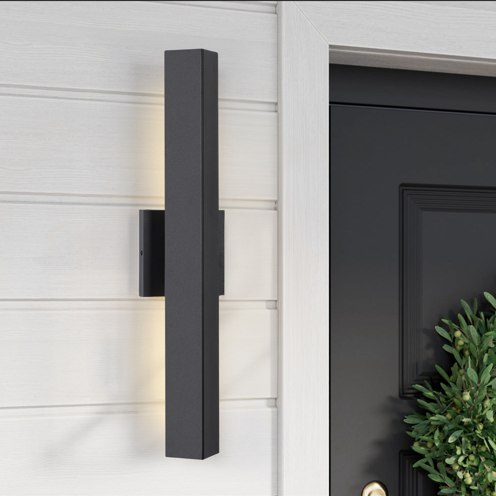 LamQee 06FTL0301ABK Modern Wall Light Outdoor 21.8-in H Matte Black Hardwired Integrated LED Outdoor Wall Light