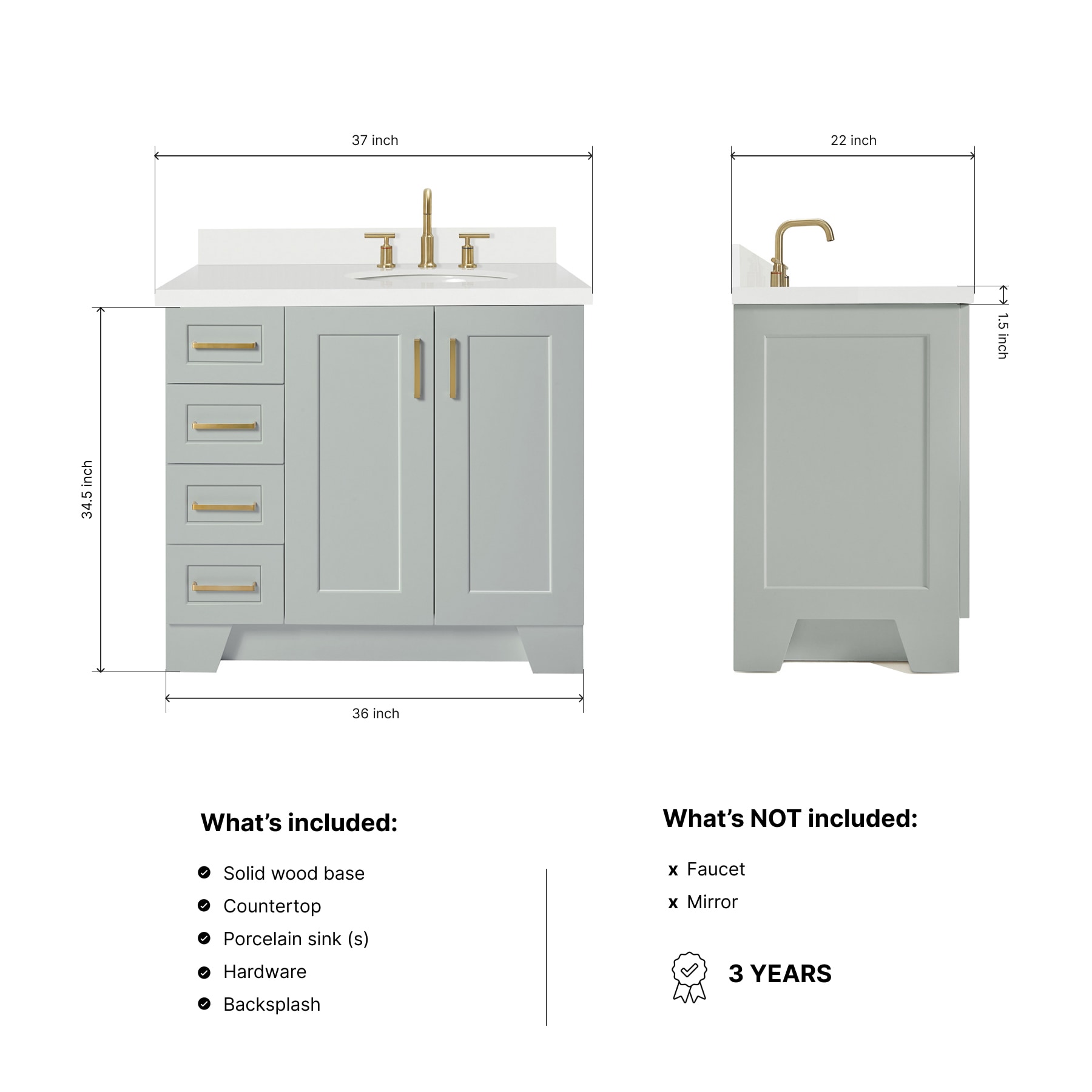 ARIEL Q037SRWQOVOGRY Bath-Vanity-Combo - View #3