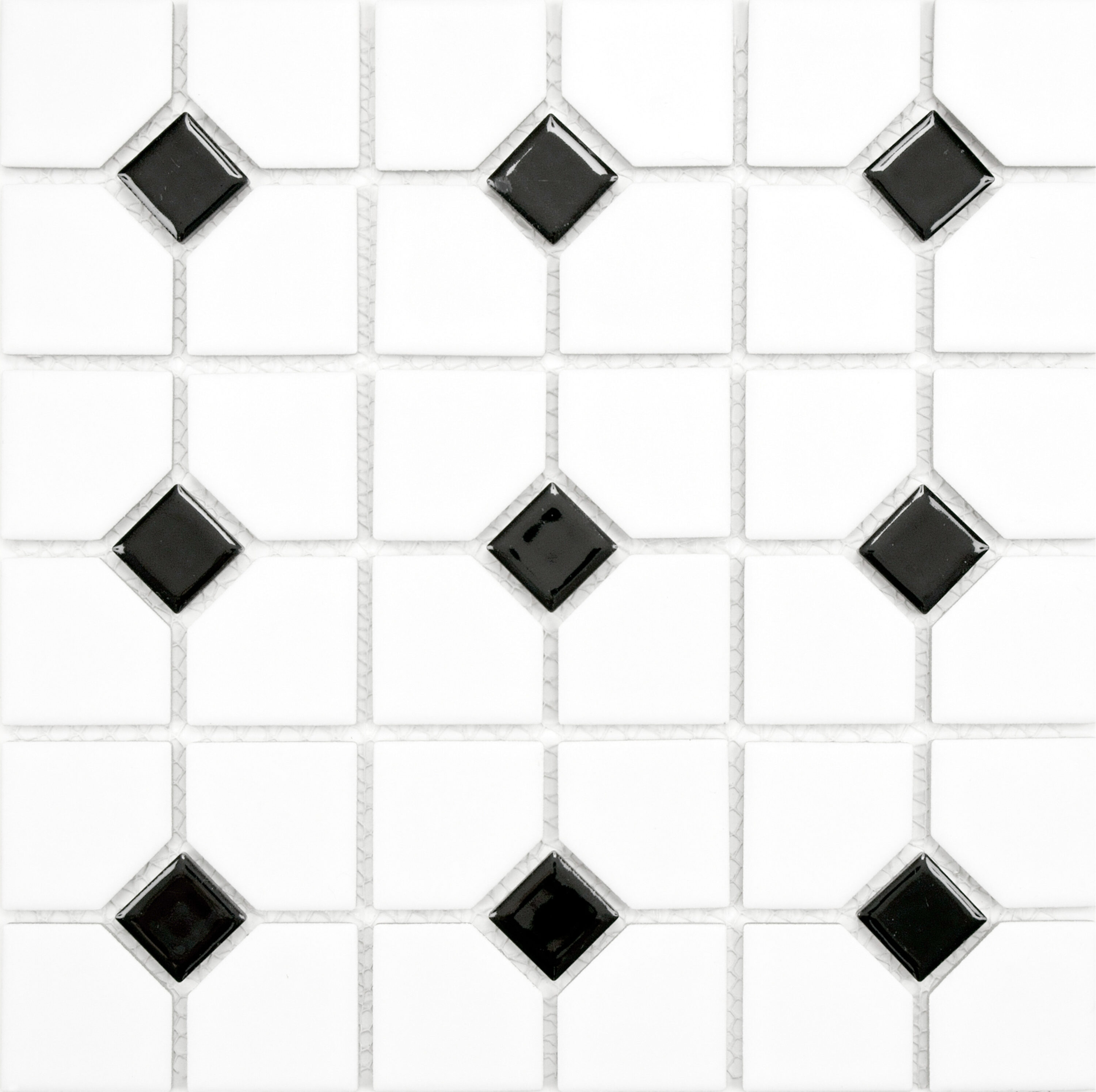 Affinity Tile FKOOX601 Oxford Matte White with Black Dot 12-in x 12-in Multi-finish Porcelain Patterned Mosaic Floor and Wall Tile (11.11-sq. ft/ Carton)
