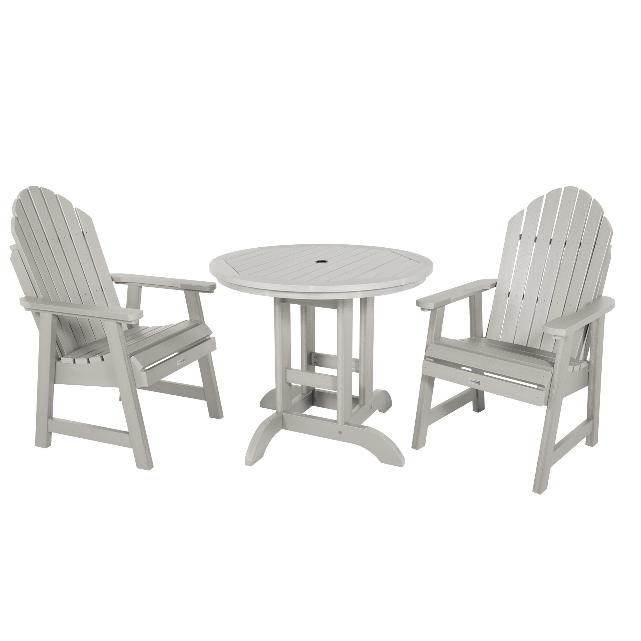 highwood Hamilton 3 -Piece Harbor Gray Patio Dining Set Plastic Round Table with 2 Stationary Chairs