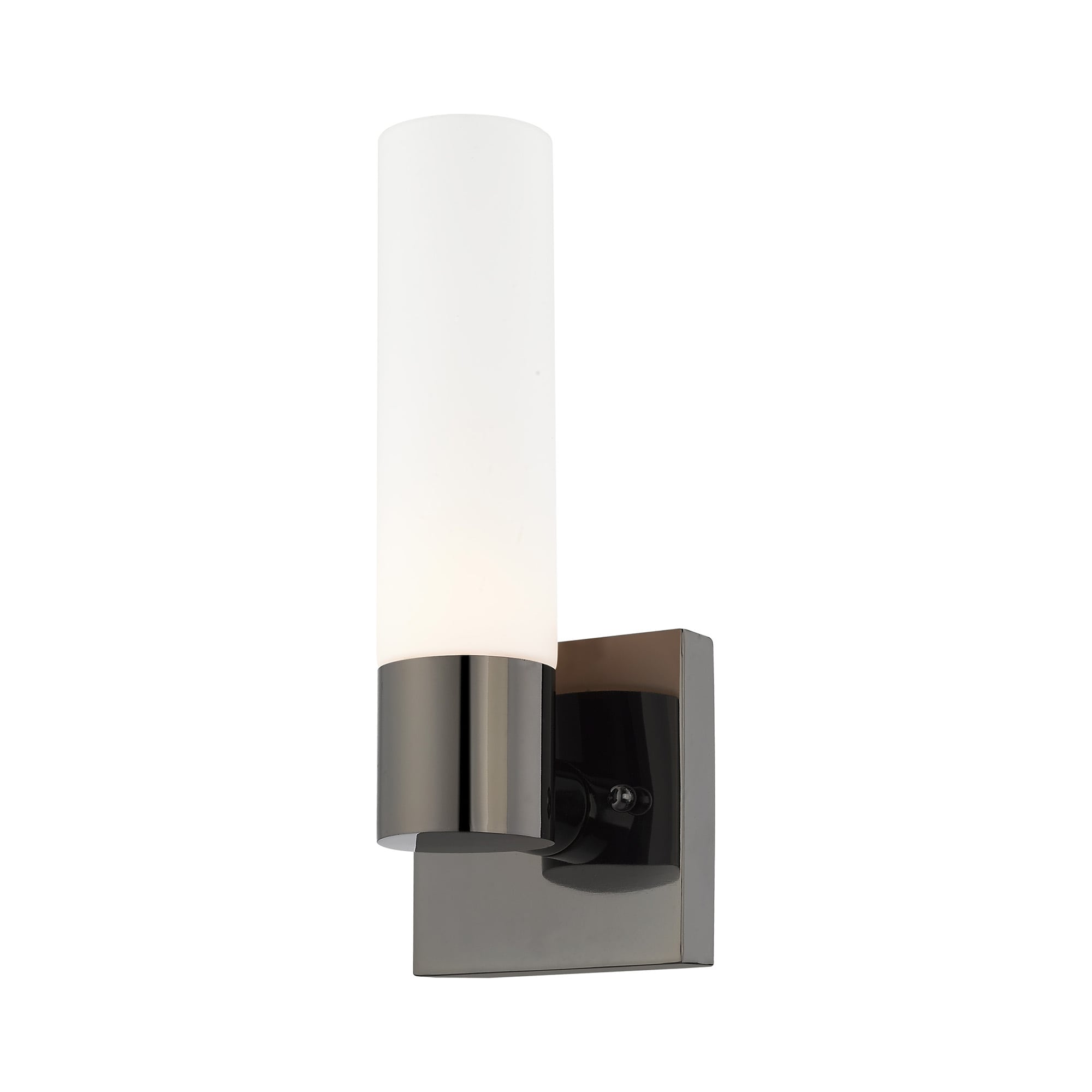 Black Chrome Dimmable Sconce with Satin Opal Glass