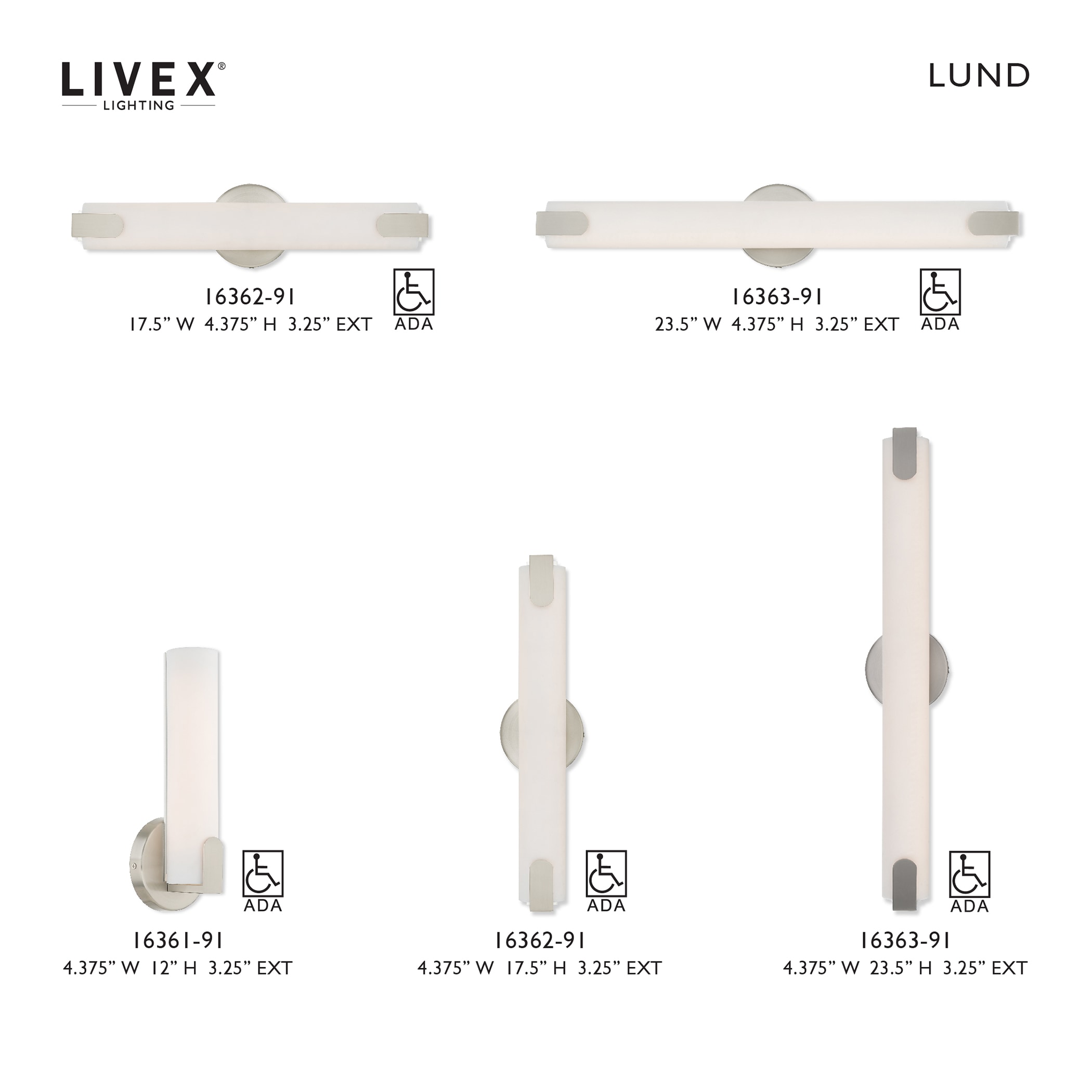 Lund 10W LED Brushed Nickel Wall Sconce with Satin White Shade