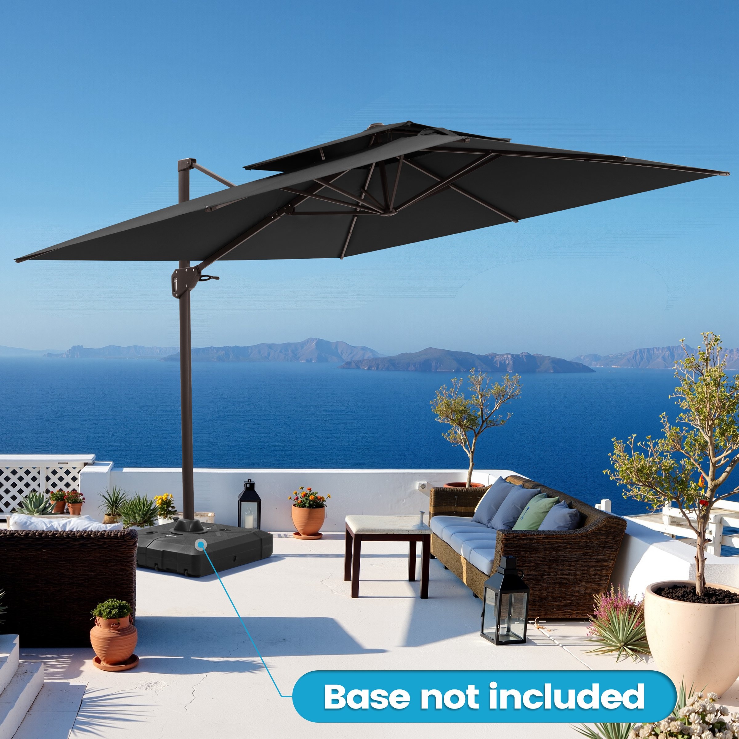 Crestlive Products 10-ft Aluminum Black Slide-tilt Cantilever Patio Umbrella  in the Patio Umbrellas department at Lowes.com