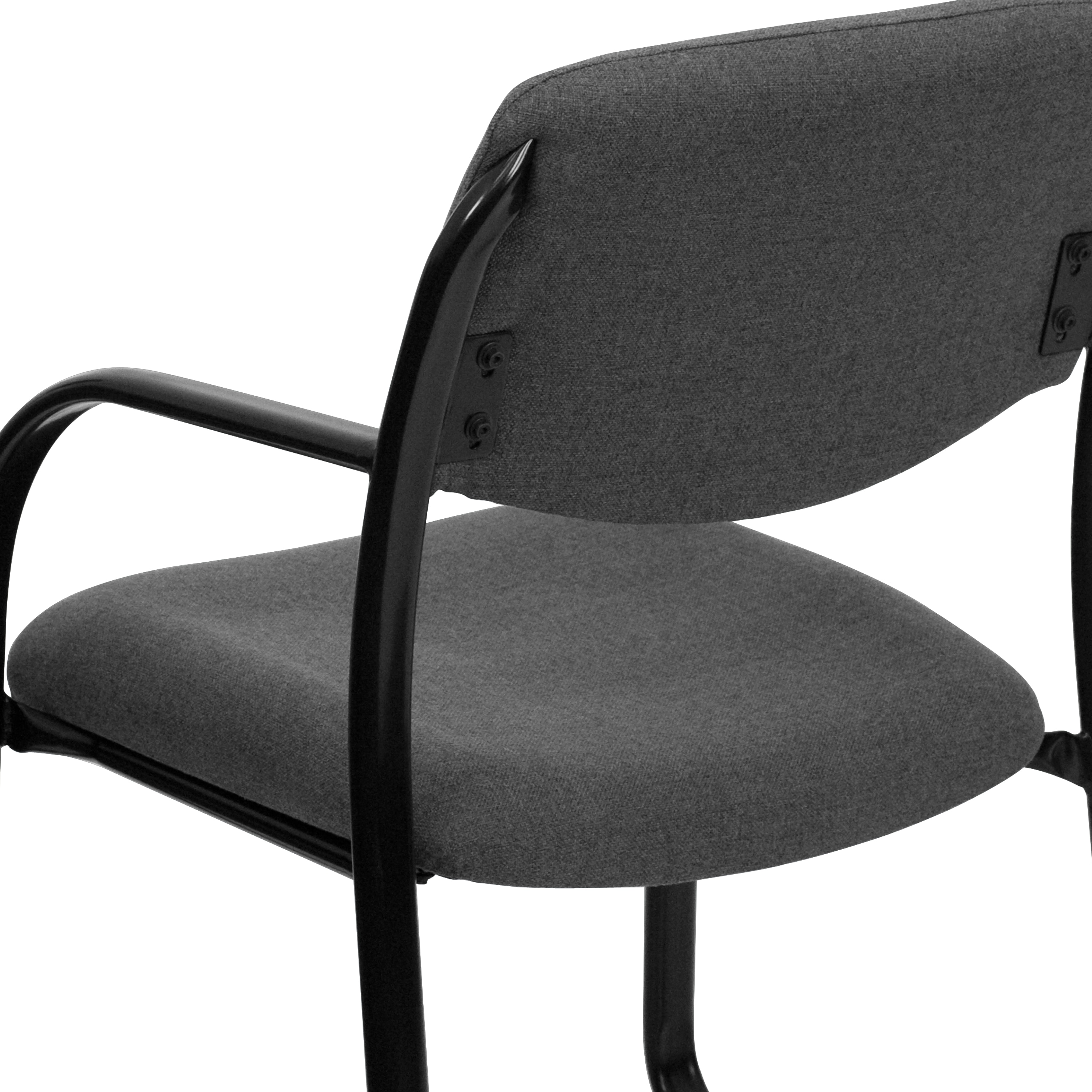 Elegant Gray Fabric Executive Side Chair with Metal Sled Base