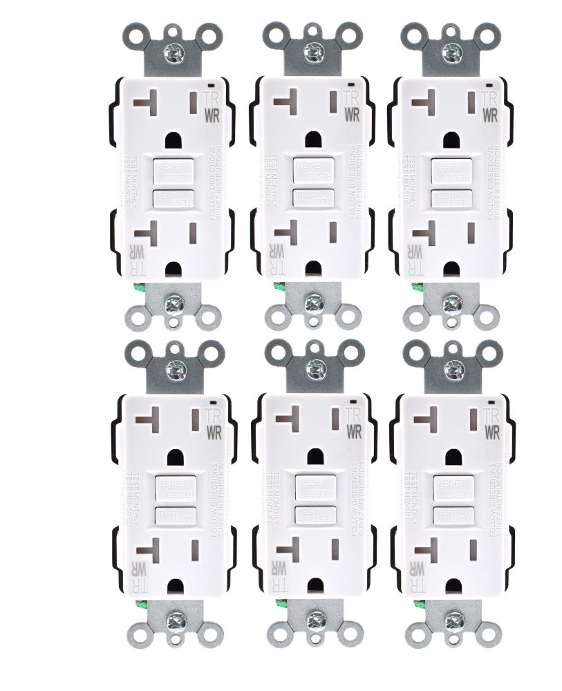 Utilitech G1920TW-WH6 20 -Amp 125-volt Tamper Resistant Weather Resistant GFCI Residential Decorator Outlet , White 6 -Pack