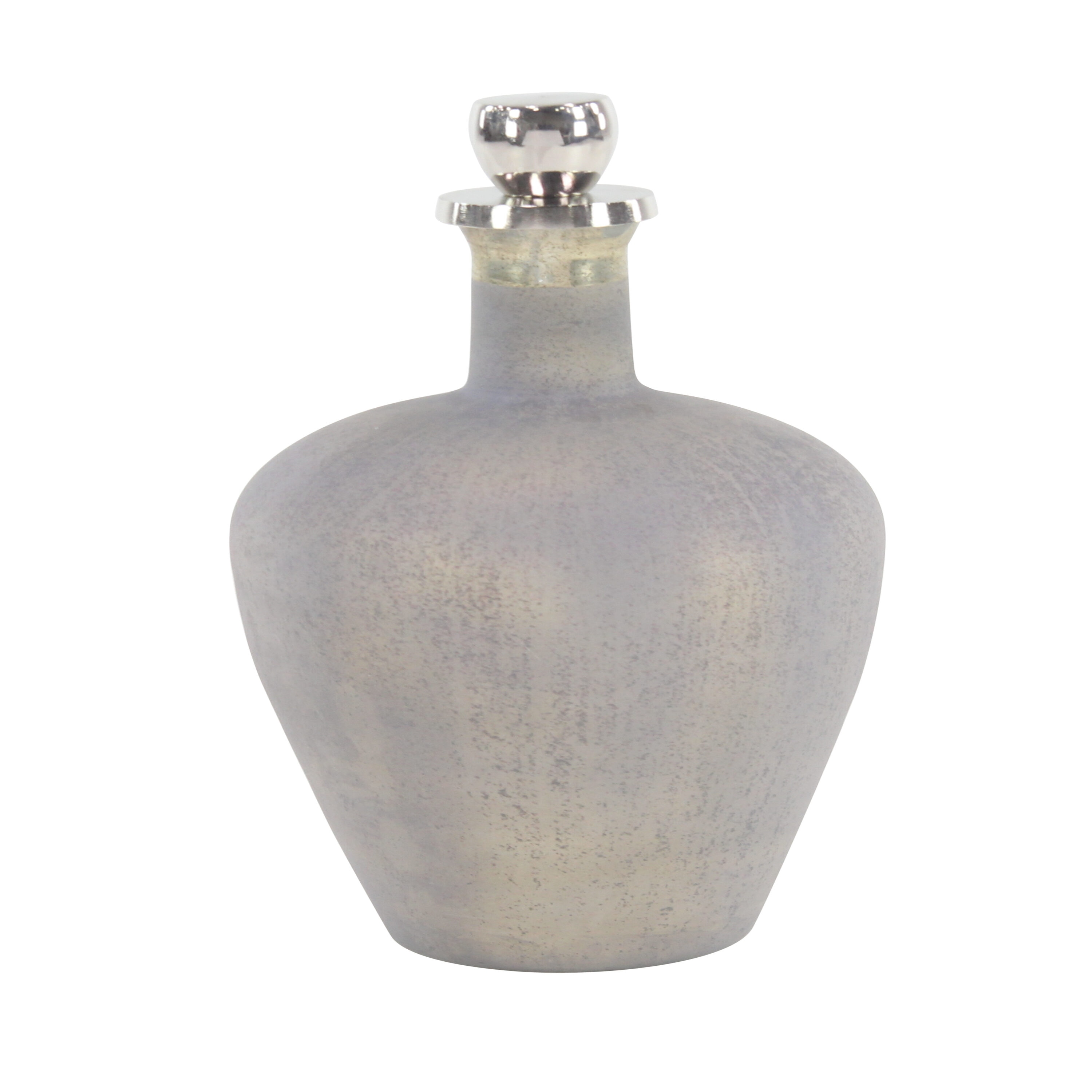 Large Gray Glass Decorative Jar with Aluminum Stopper