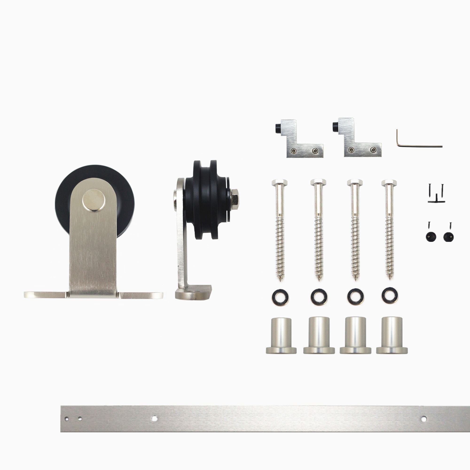 HOMACER DZ1DNZ066C 66-in Brushed Brushed Nickel Indoor Top mount Single Barn door hardware kit