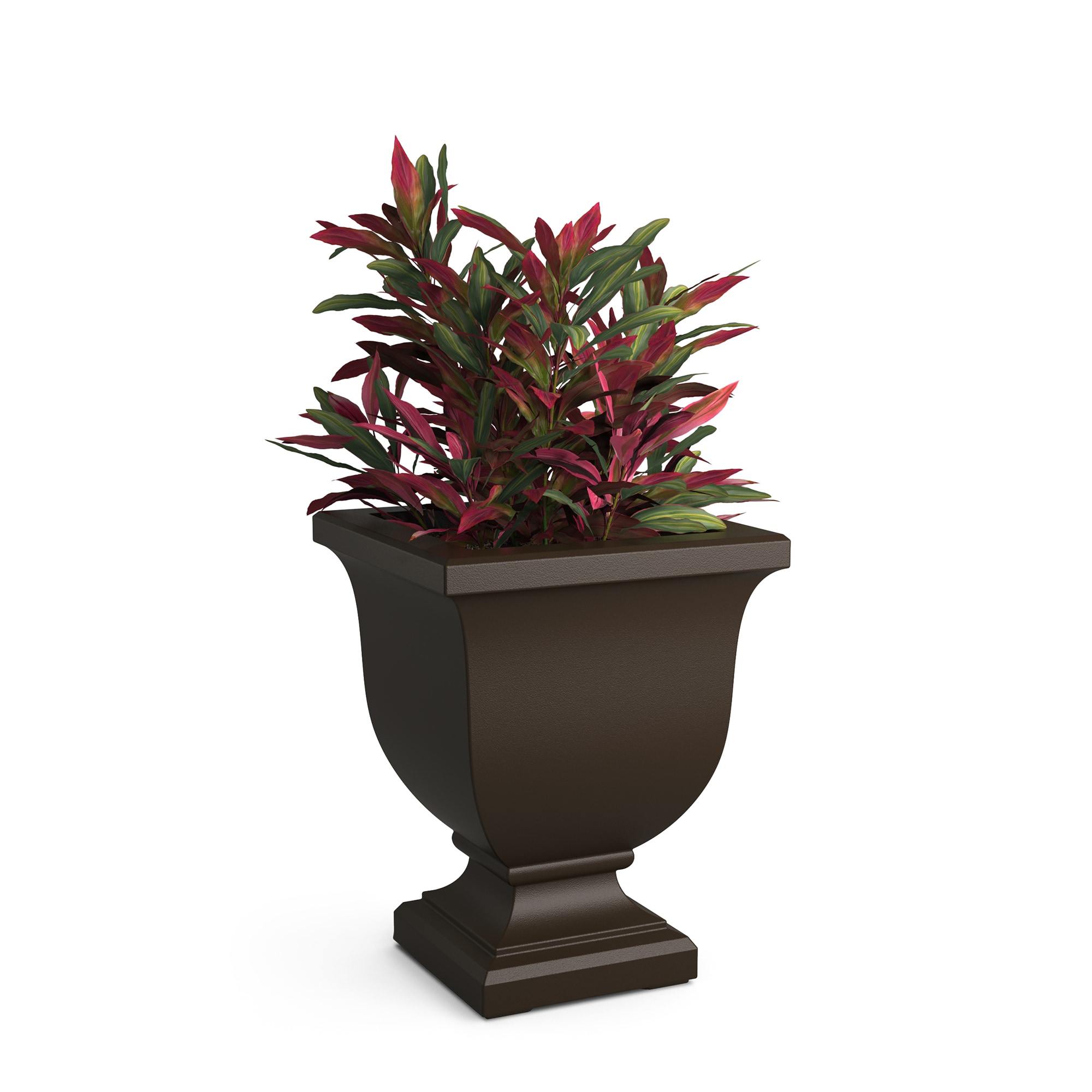 Mayne 5893-ES Square 15.5-in W Medium Brown Plastic Indoor/Outdoor Planter with Self Watering