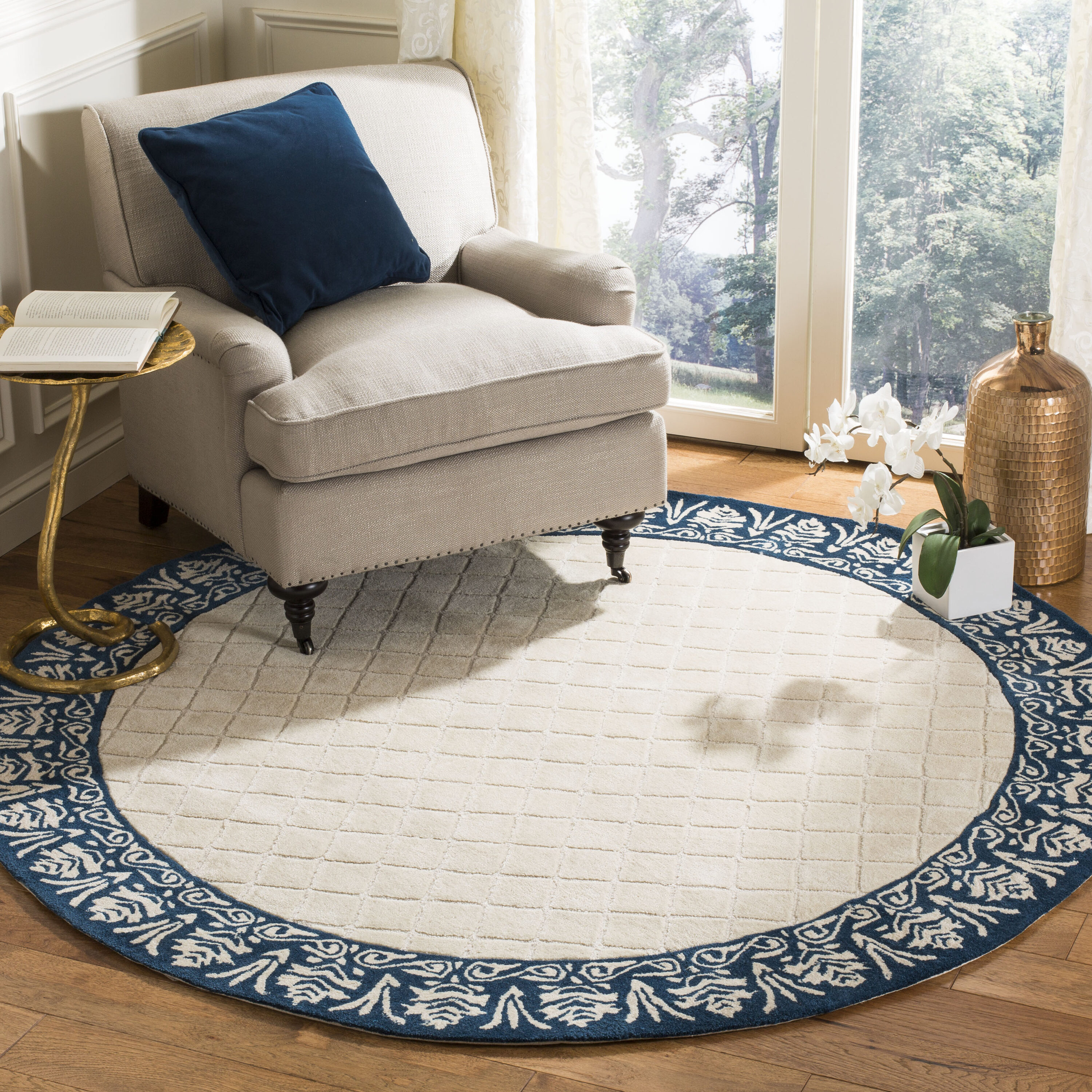 Tlp 755L Harrison Navy 6ft x 6ft Traditional Rug