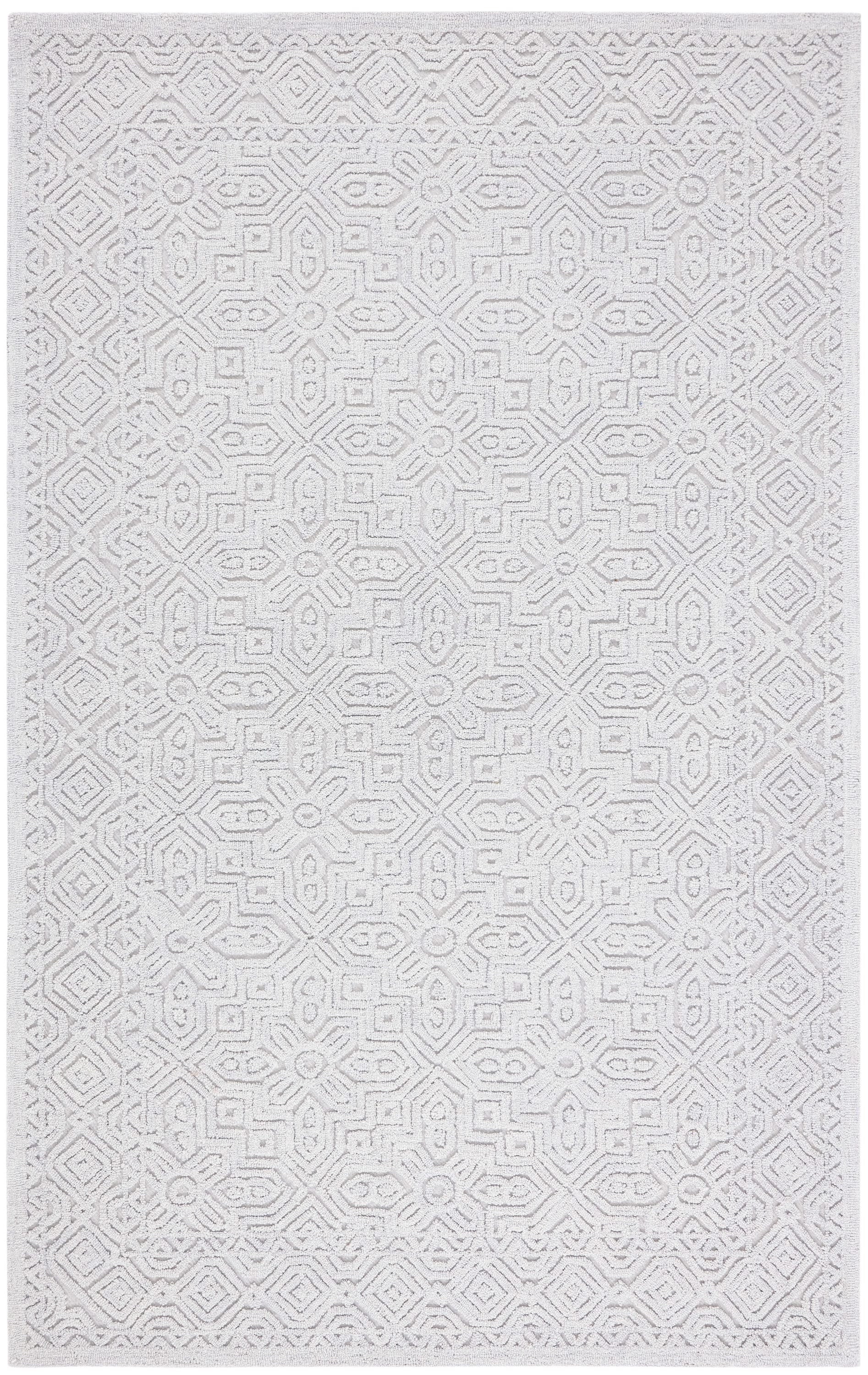 Safavieh TXT101G-5 Textural Audeline 5 x 8 (ft) Tufted Wool Silver Rectangular Indoor Geometric Bohemian/Eclectic Area rug