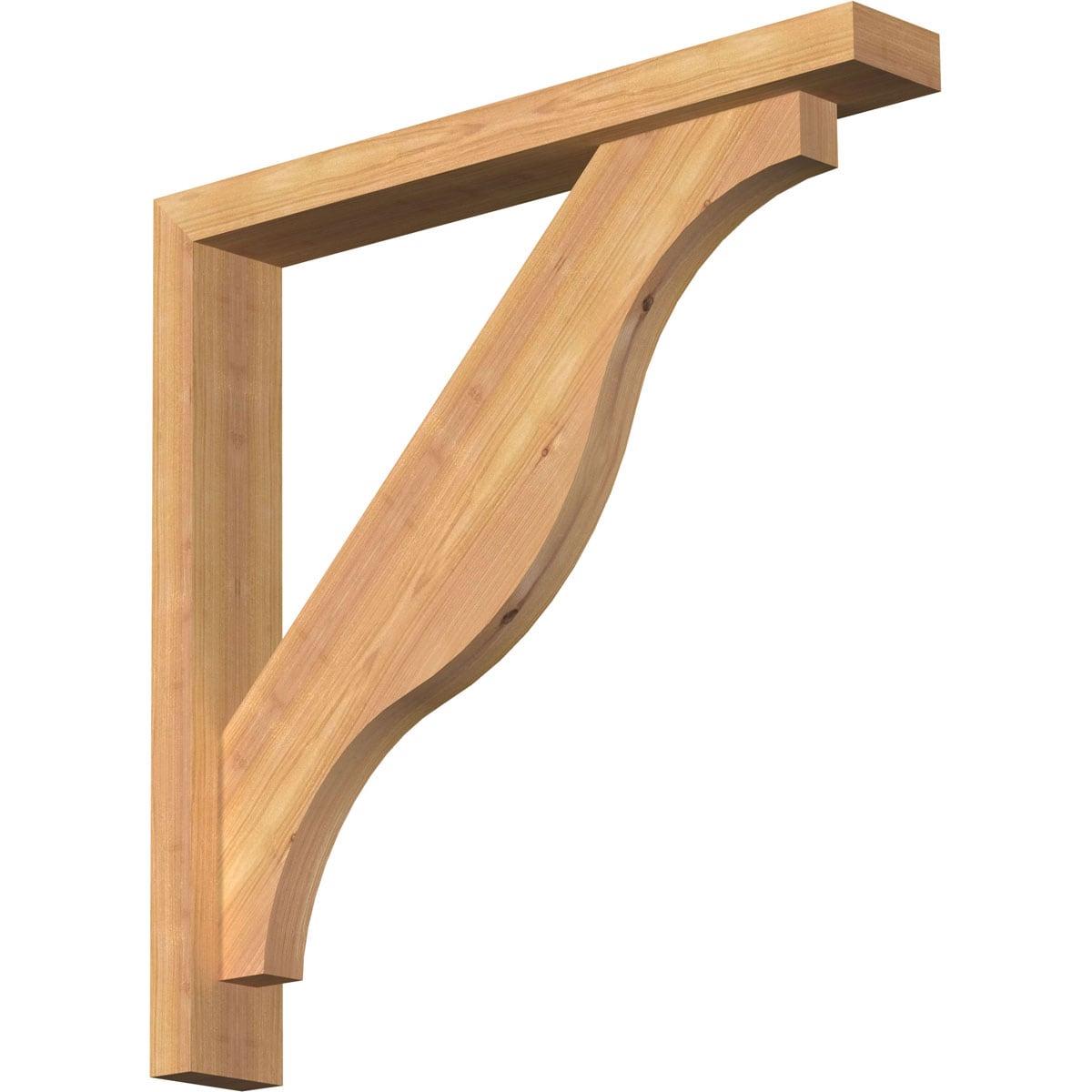 Ekena Millwork 1462323 Funston Block Smooth Bracket with Offset Brace Western Red Cedar Wood Standard Bracket