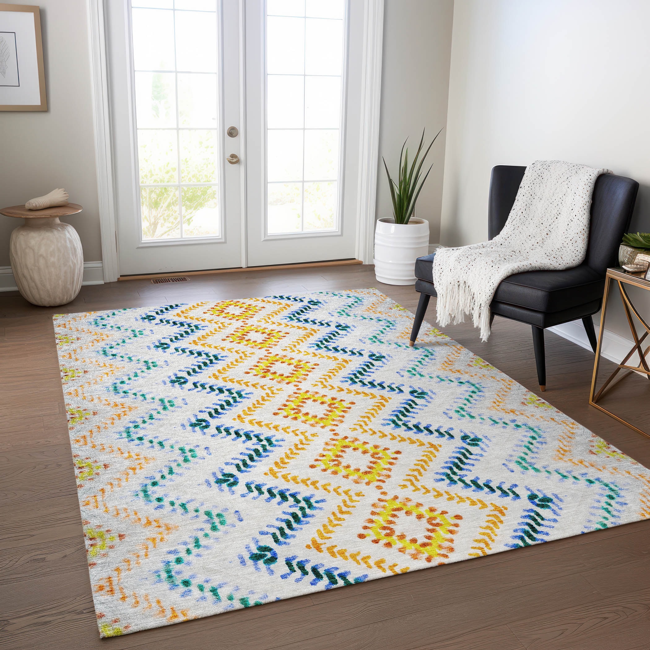 Addison Rugs ACN683IV10X14 Chantille ACN683IV 10 x 14 (ft) Polyester Ivory Rectangular Indoor/Outdoor Geometric Machine washable Area rug