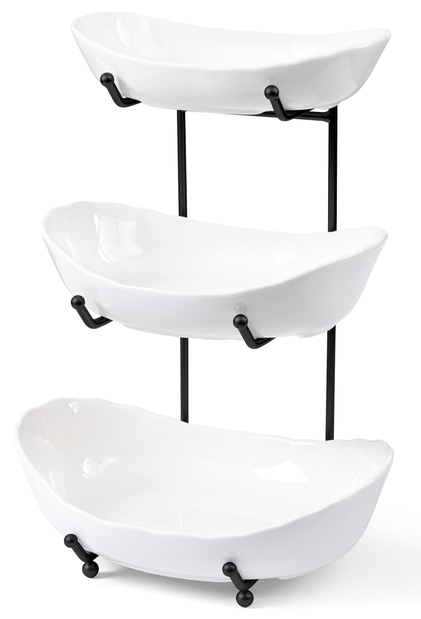 Aoibox  3 Tier Ceramic Fruit Bowl Rack for Kitchen Counter with Non Slip Silicone Grips 13 2 x 13 2 x 4 6 in