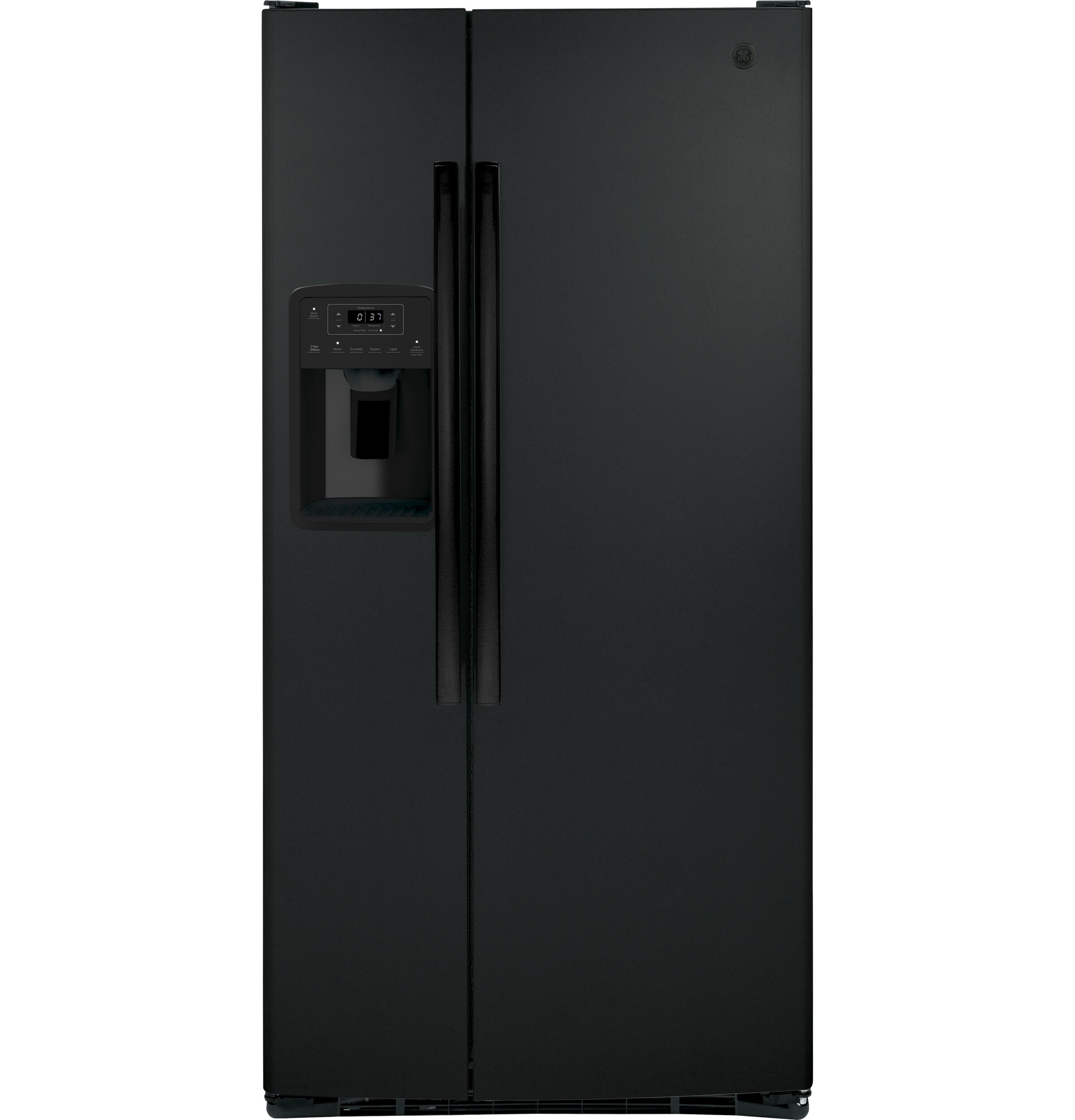 GE 23-cu ft Side-by-Side Refrigerator with Ice Maker, Water and Ice Dispenser (Black)