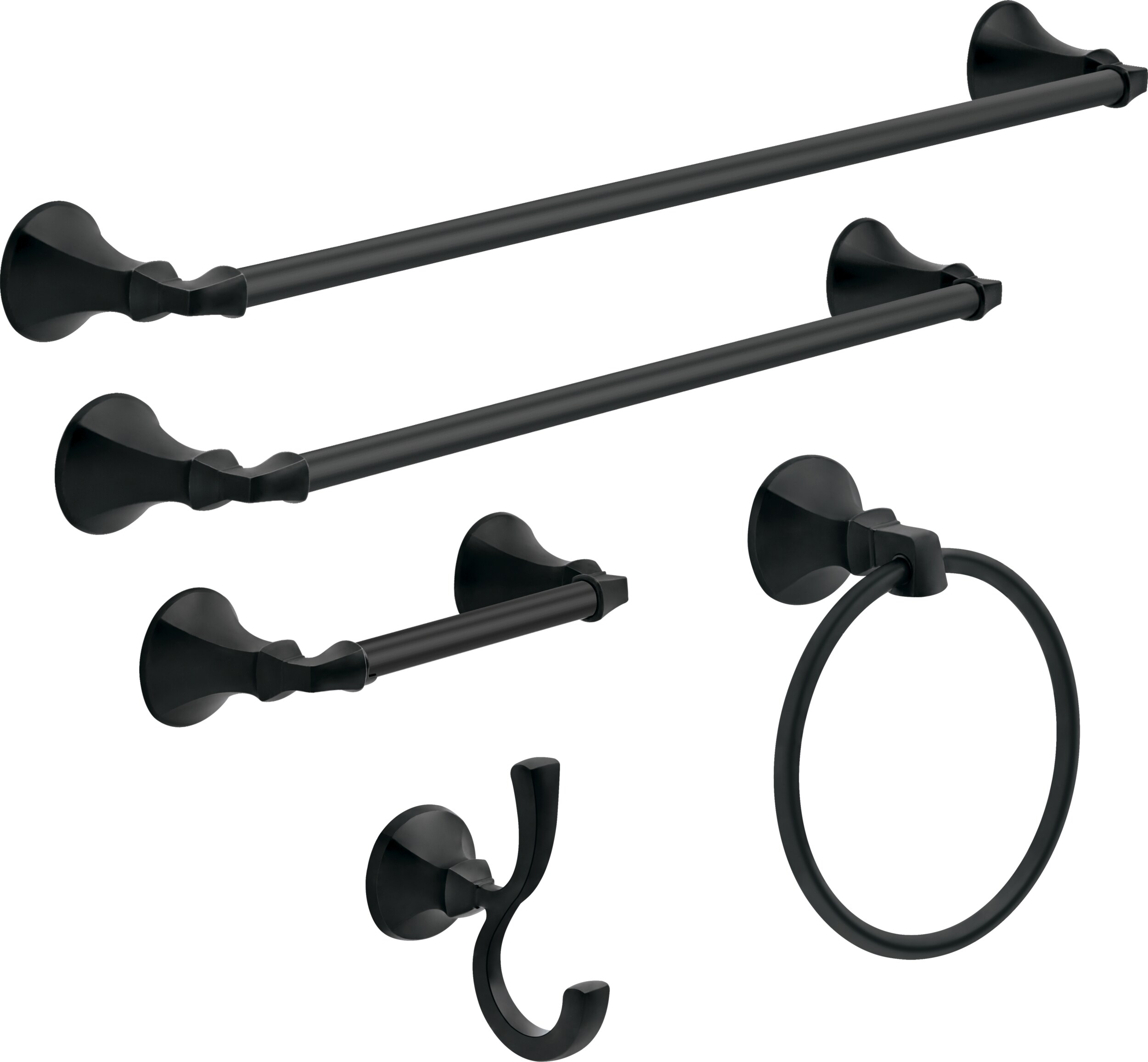 Delta Ashlyn 24-in Matte Black Wall Mount Single Towel Bar in the