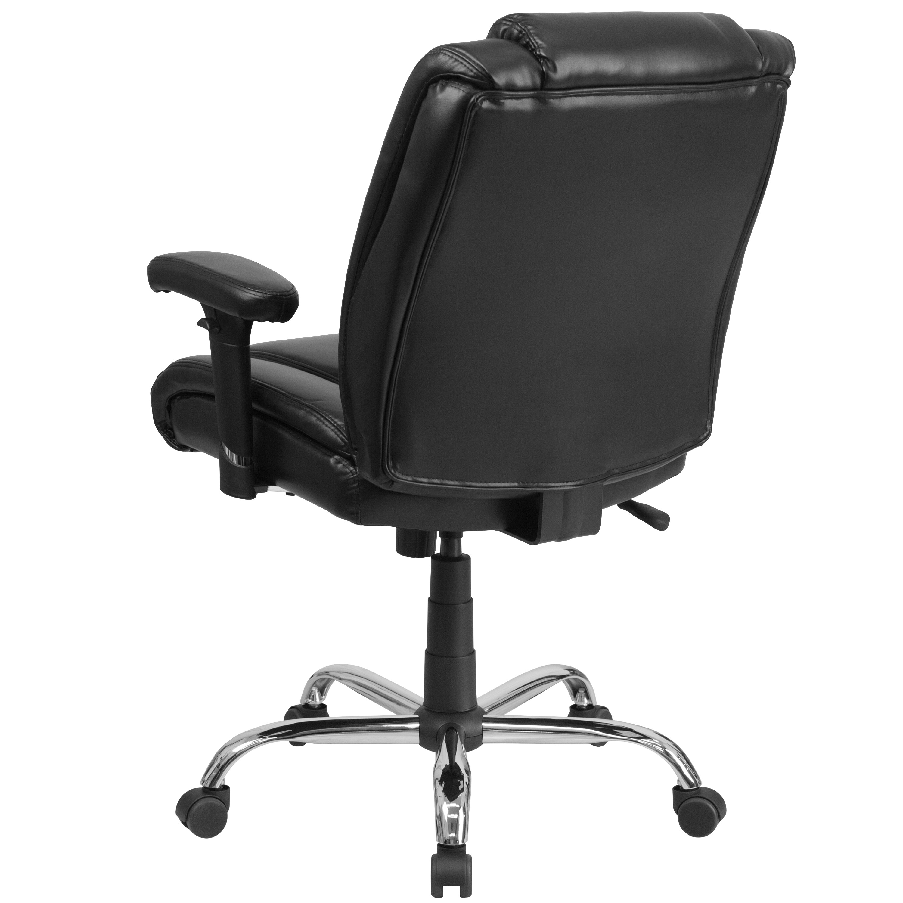 ErgoFlex Black LeatherSoft 360° Swivel Office Chair with Adjustable Arms
