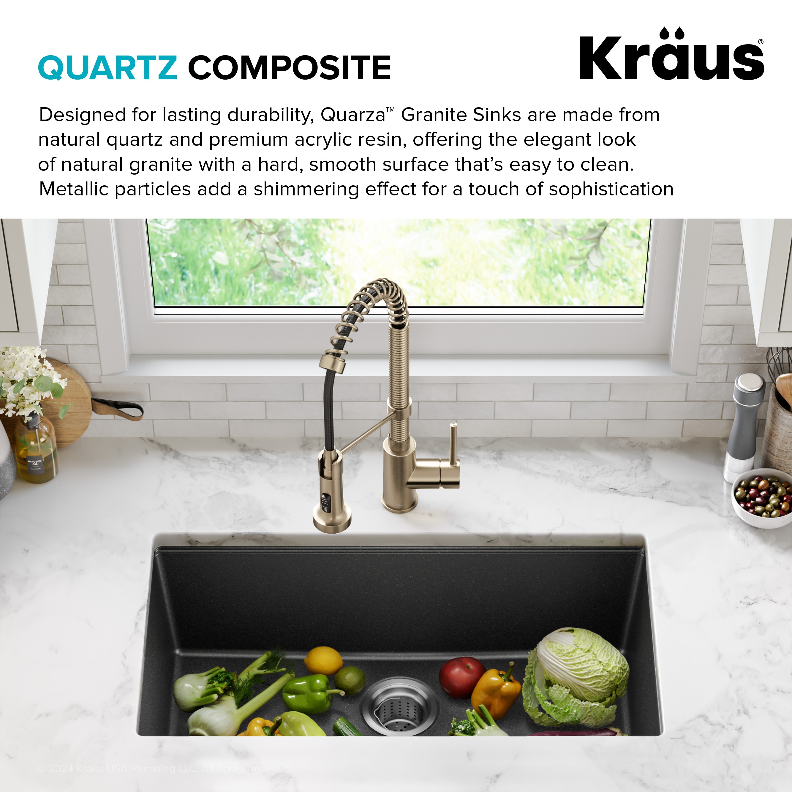 31 Inch Undermount Single Bowl Black Granite Kitchen Sink