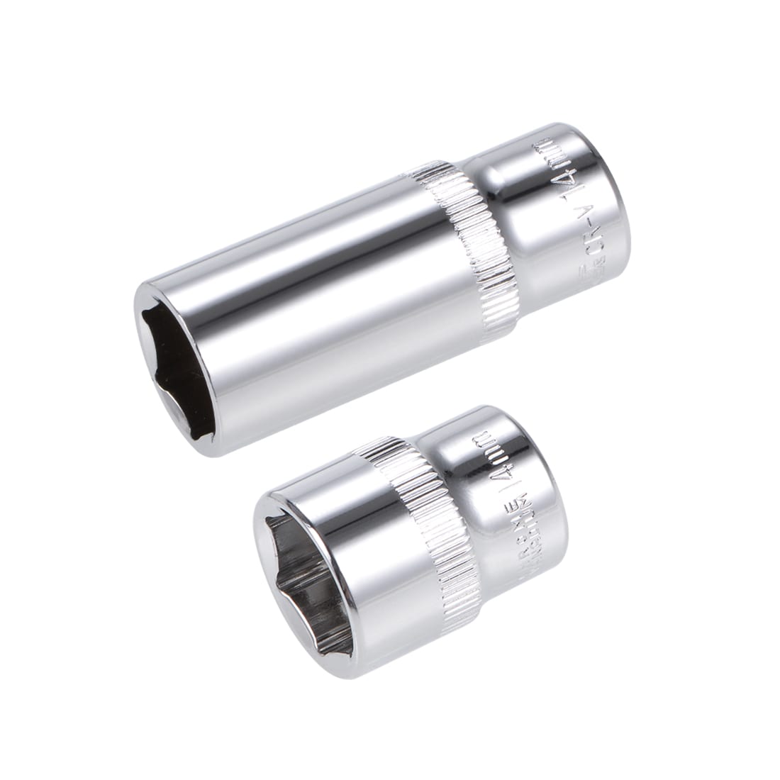 Unique Bargains 1/4-Inch Drive by 14mm Deep and Shallow Socket Set of 2pcs Cr-V 6-Point Metric #S25072800UX9673