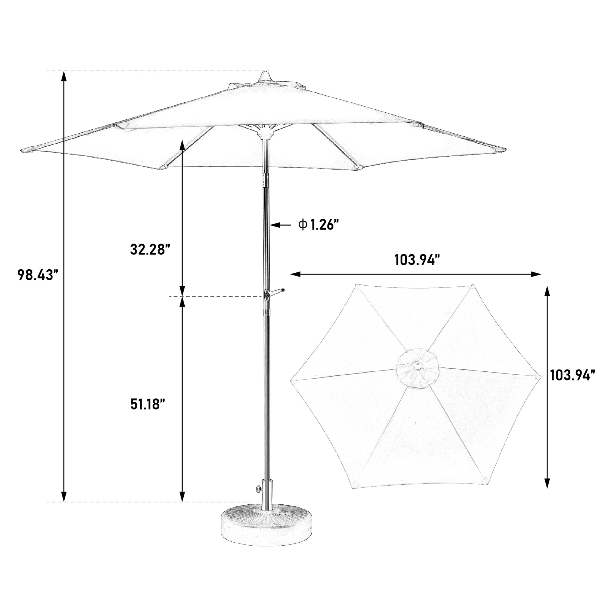 SINOFURN SYA810068RD Umbrellas-2 - View #4