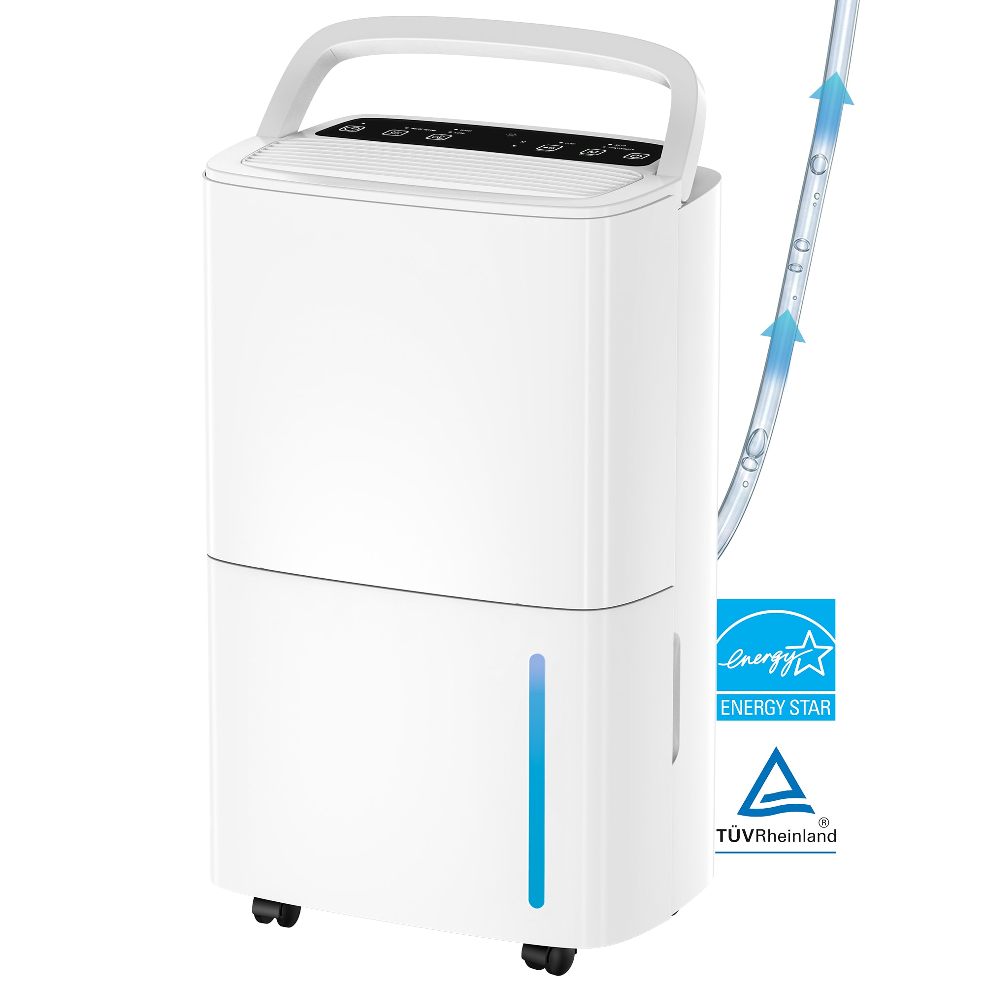 Elexnux ENERGY STAR, Sleep Mode 150 pt. Dehumidifier with Pump (For Rooms 3001+ sq. ft) For Basements, Bathrooms, Crawlspaces, ENERGY STAR Certified, in White