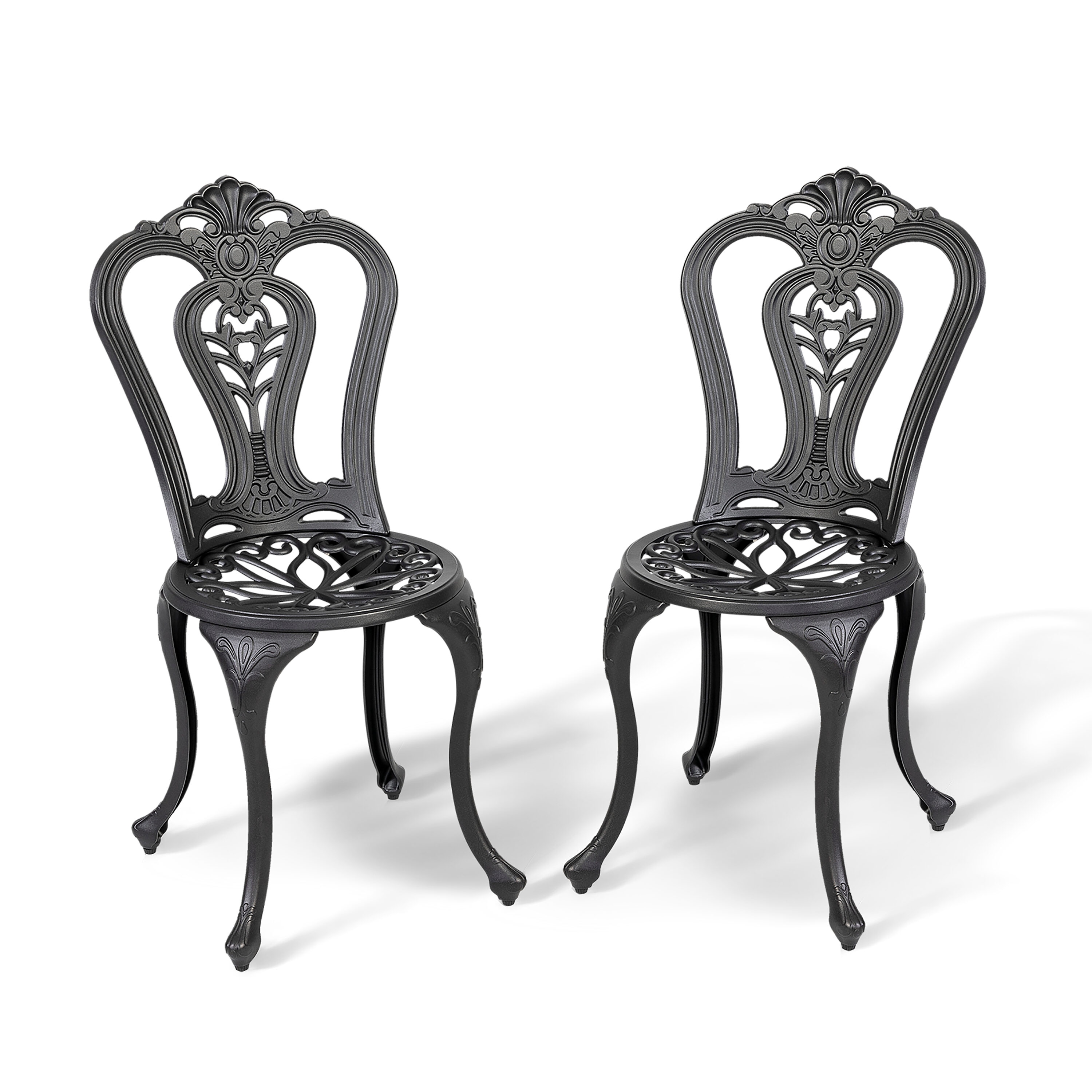 Black and Gold Speckled Cast Aluminum Outdoor Patio Chair Set